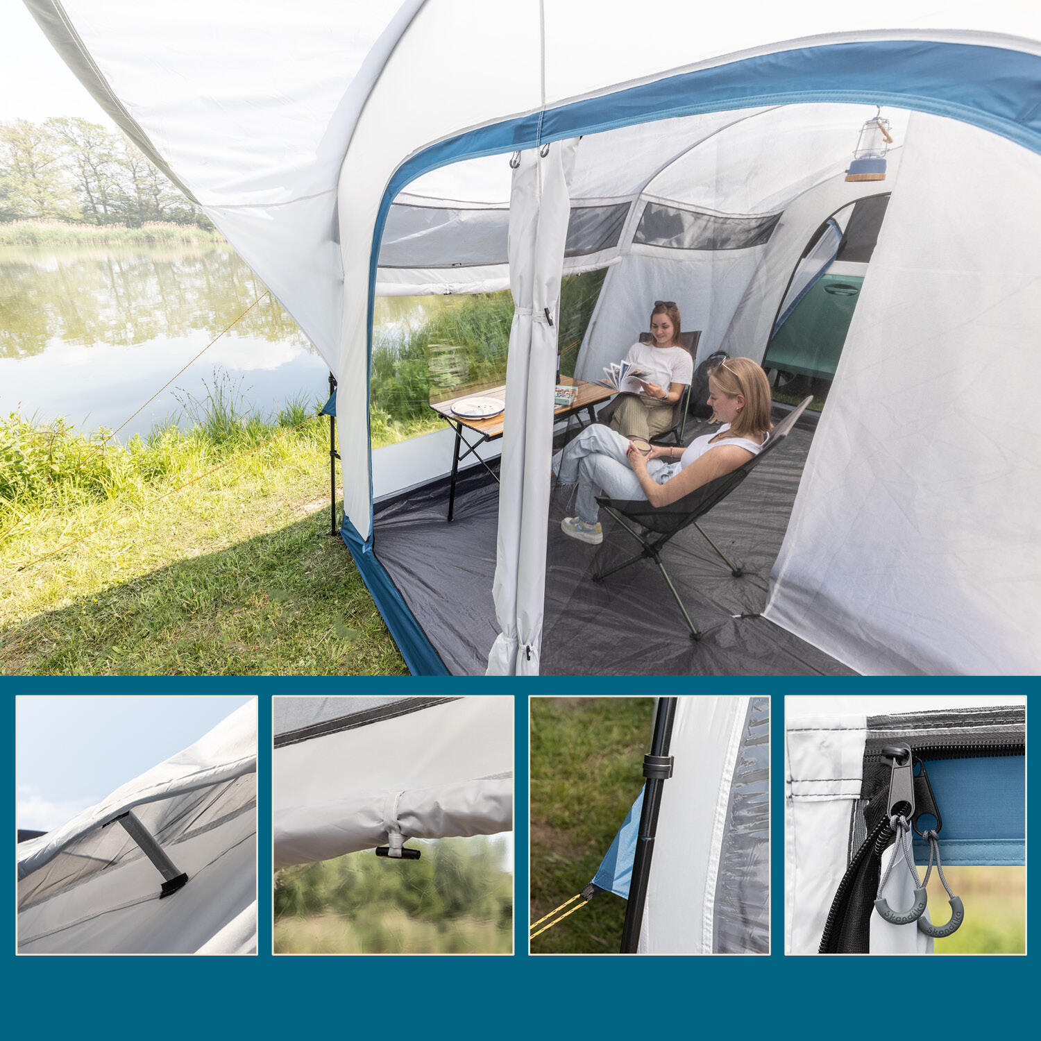 Busvorzelt Vejers 2 Protect - Freistehend mit Schlafkabine - 2 Eingänge 4/9