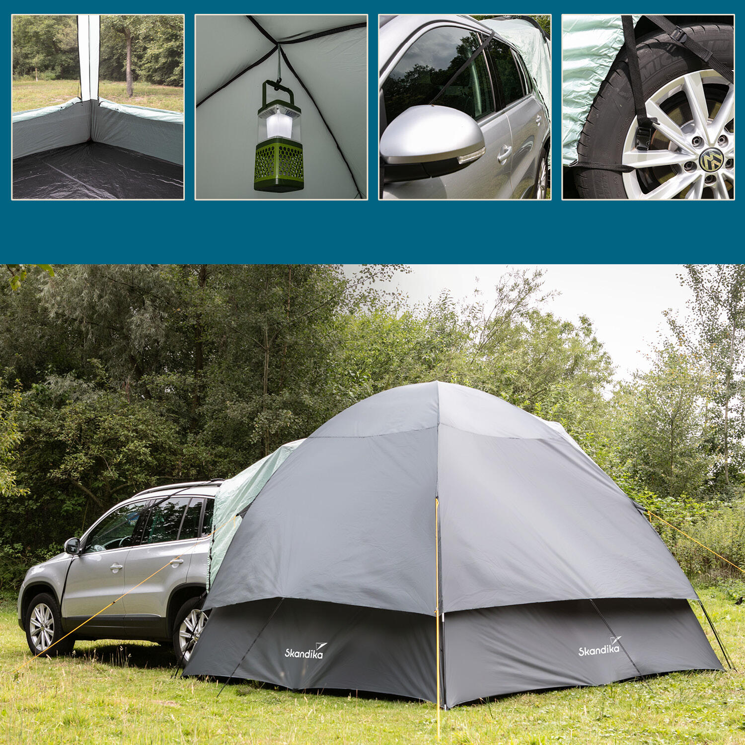 Tenda Parasole Per Auto Universale - Ideale Per SUV, Campeggio E Viaggi - Impermeabile 3000 Mm, Grande (Grigio)