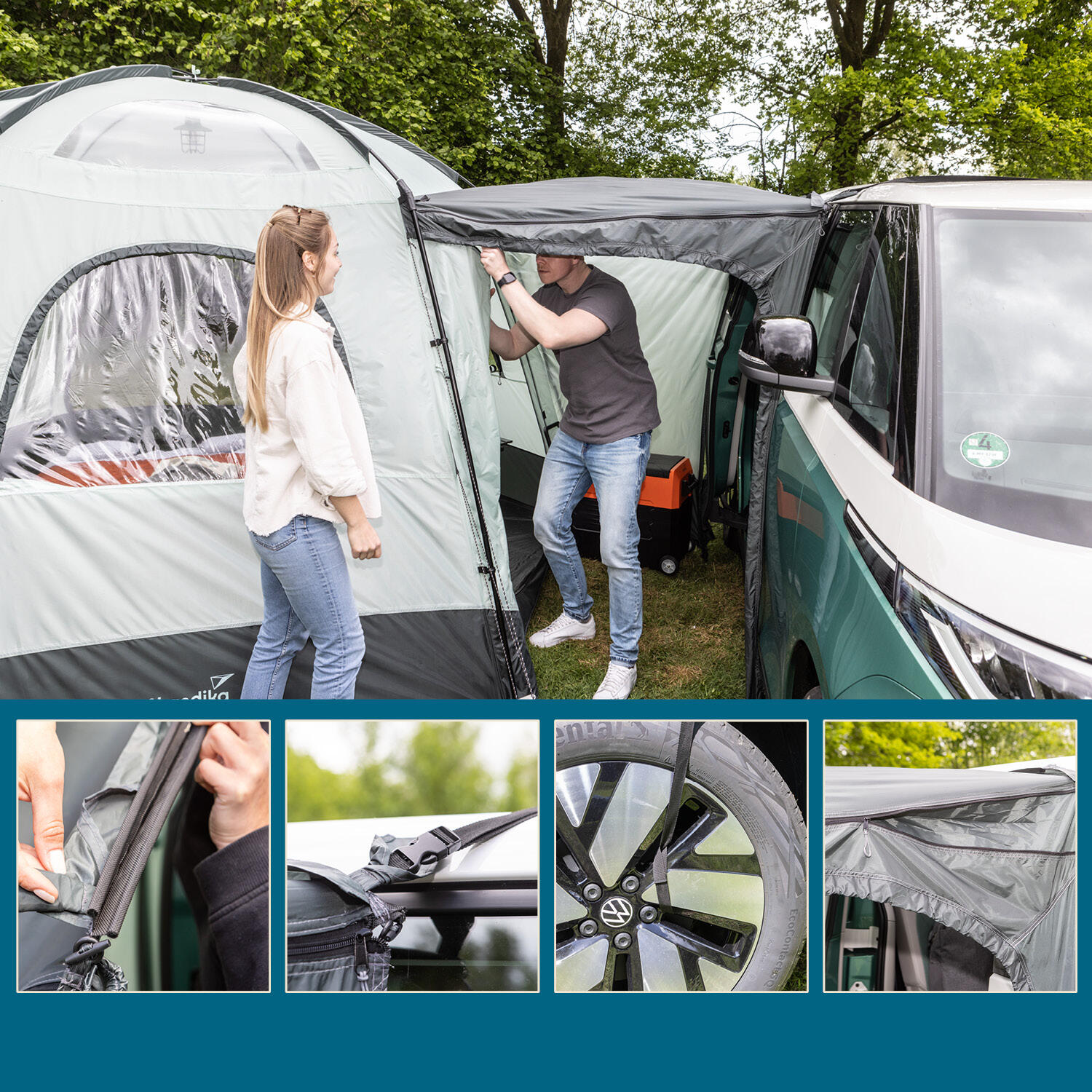 Auvent Avancée Pitea Dome - Autoportant pour véhicule SUV, Van - 2-4 personnes 5/9