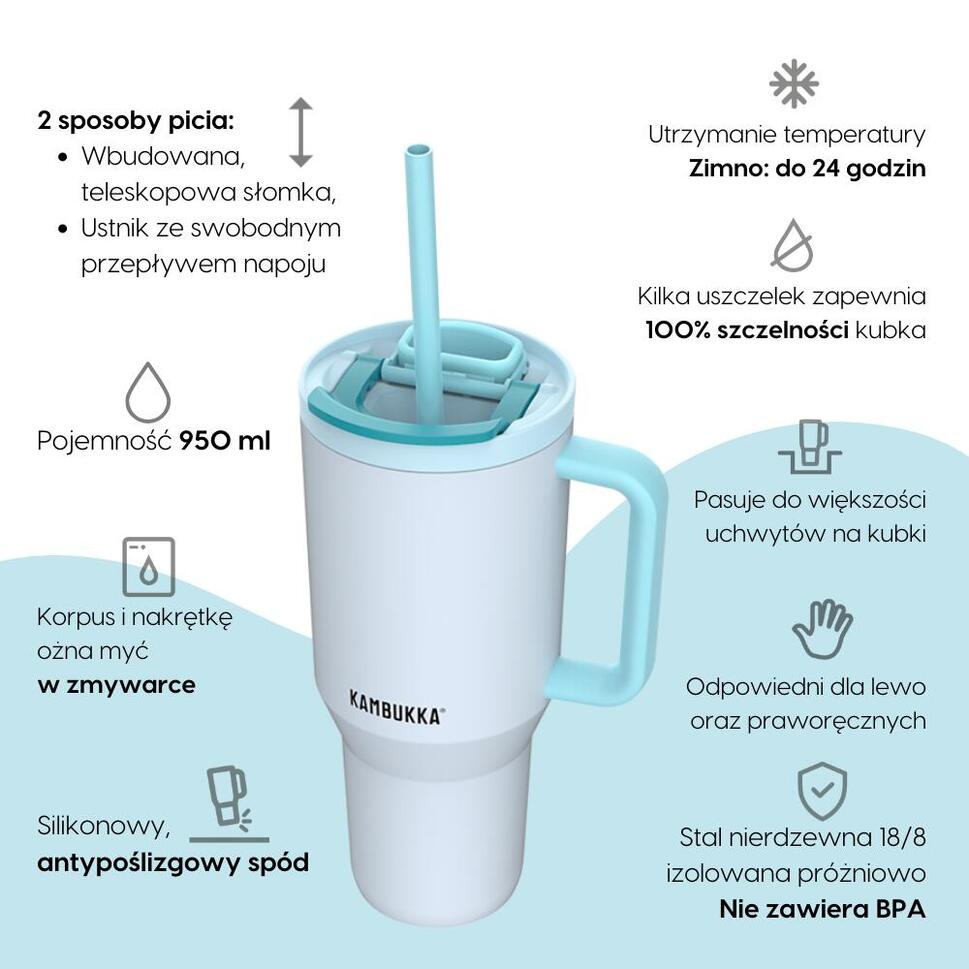 Kubek termiczny ze słomką Kambukka Rio 950ml - Frosty Coconut