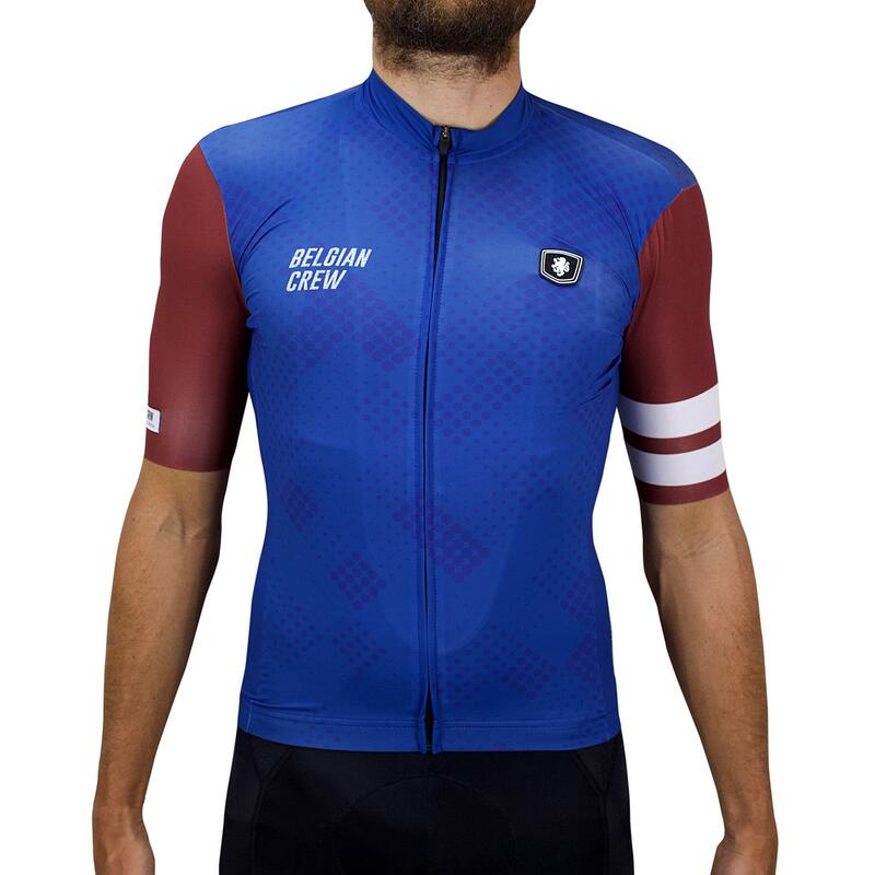 Maillot de Cyclisme Manches Courtes Bleu & Rouge 'Paterberg'