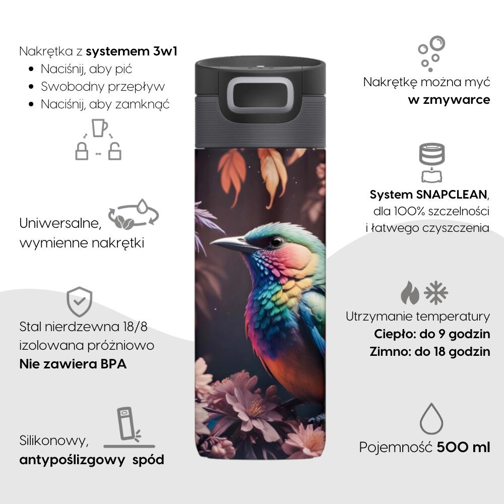 Kambukka Etna Grip Thermobecher 500ml Edelstahl 3in1 auslaufsicher Bird 2/7