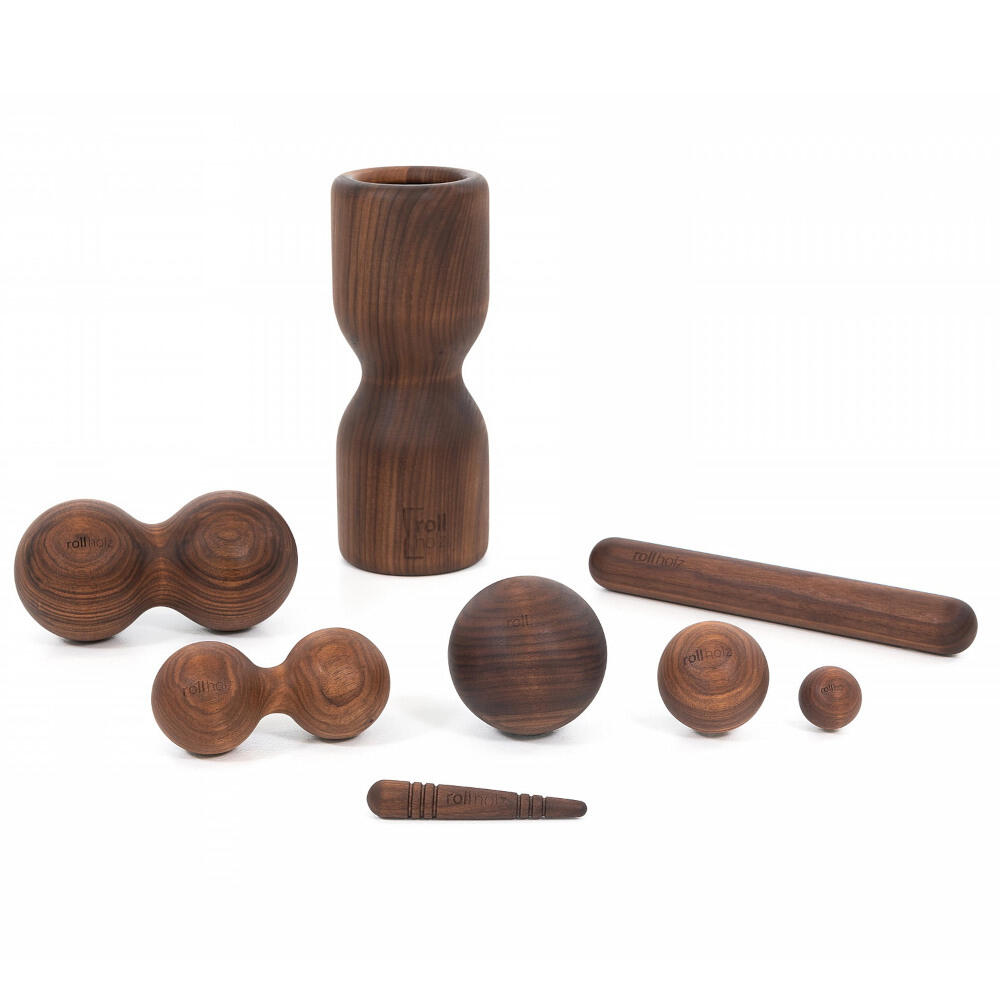 ROLLHOLZ Faszienset 8-teilig Walnuss Made in Germany FSC zertifiziertes Holz - ROLLHOLZ
