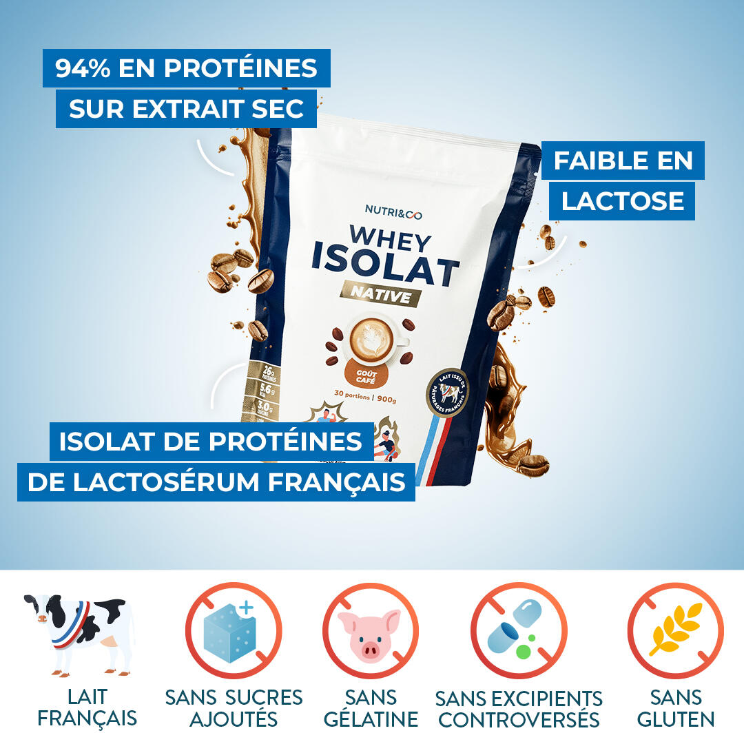 Whey Isolate Native - Prise de Masse & Musculation - Goût Café - 900gr 4/4