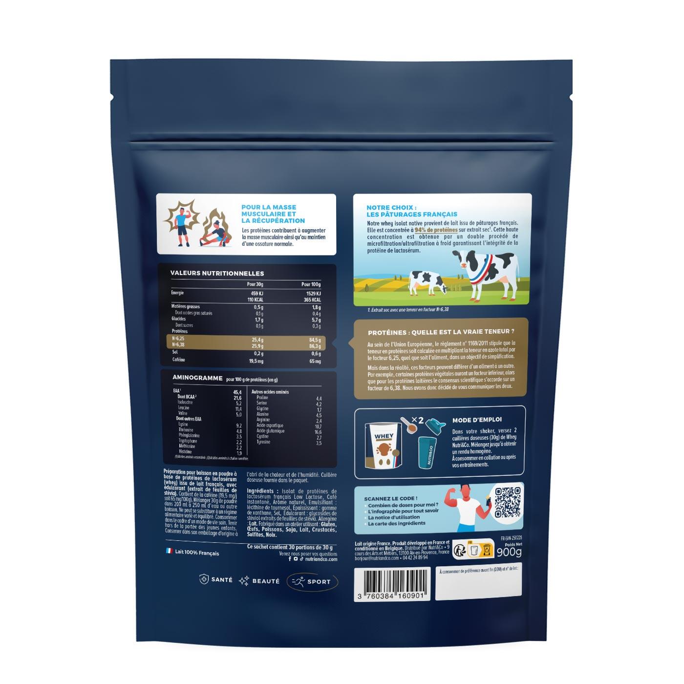 Whey Isolate Native - Prise de Masse & Musculation - Goût Café - 900gr 2/4