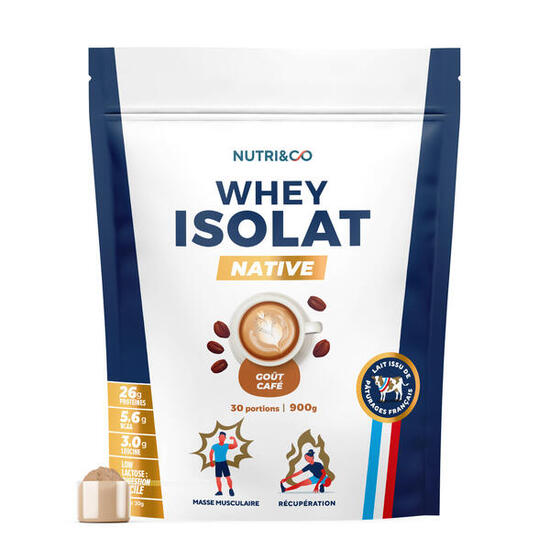 Whey Isolate Native - Prise de Masse & Musculation - Goût Café - 900gr