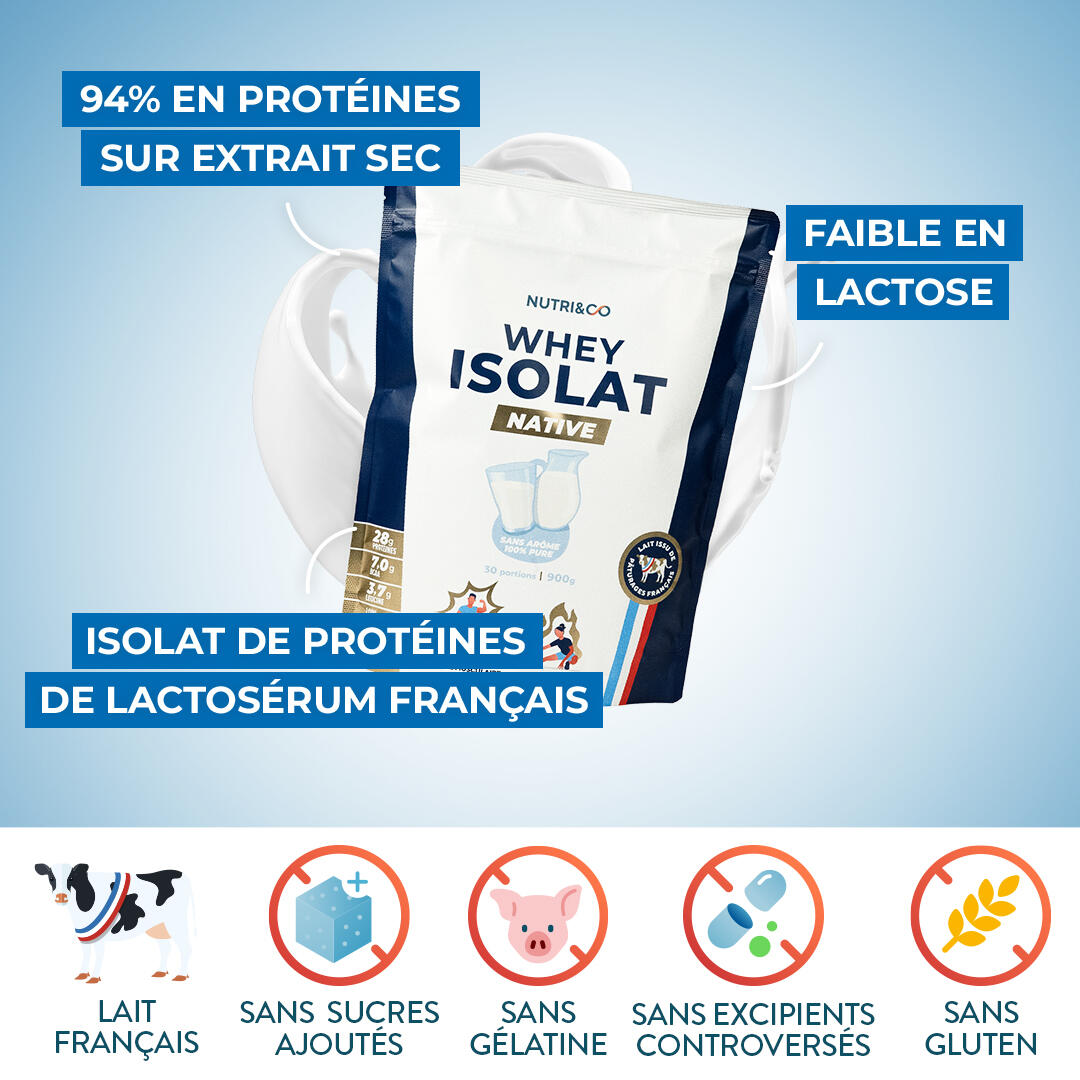 Whey Isolate Native - Prise de Masse & Musculation - Sans Saveur - 900gr 4/5