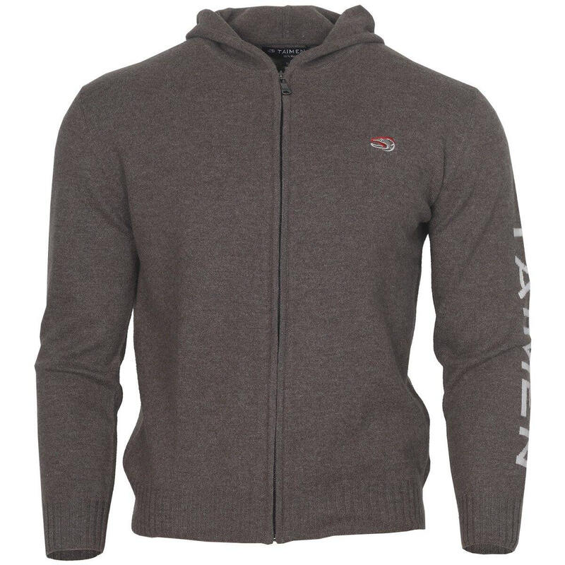 Bluza merino z zamkiem i kapturem Taimen - Ciemnoszara