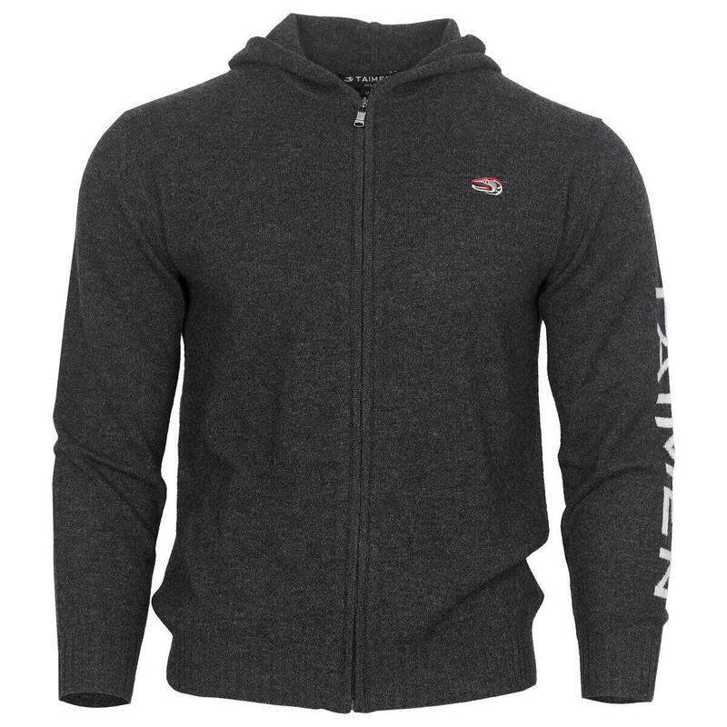 Bluza merino z zamkiem i kapturem Taimen - Ciemnoszara