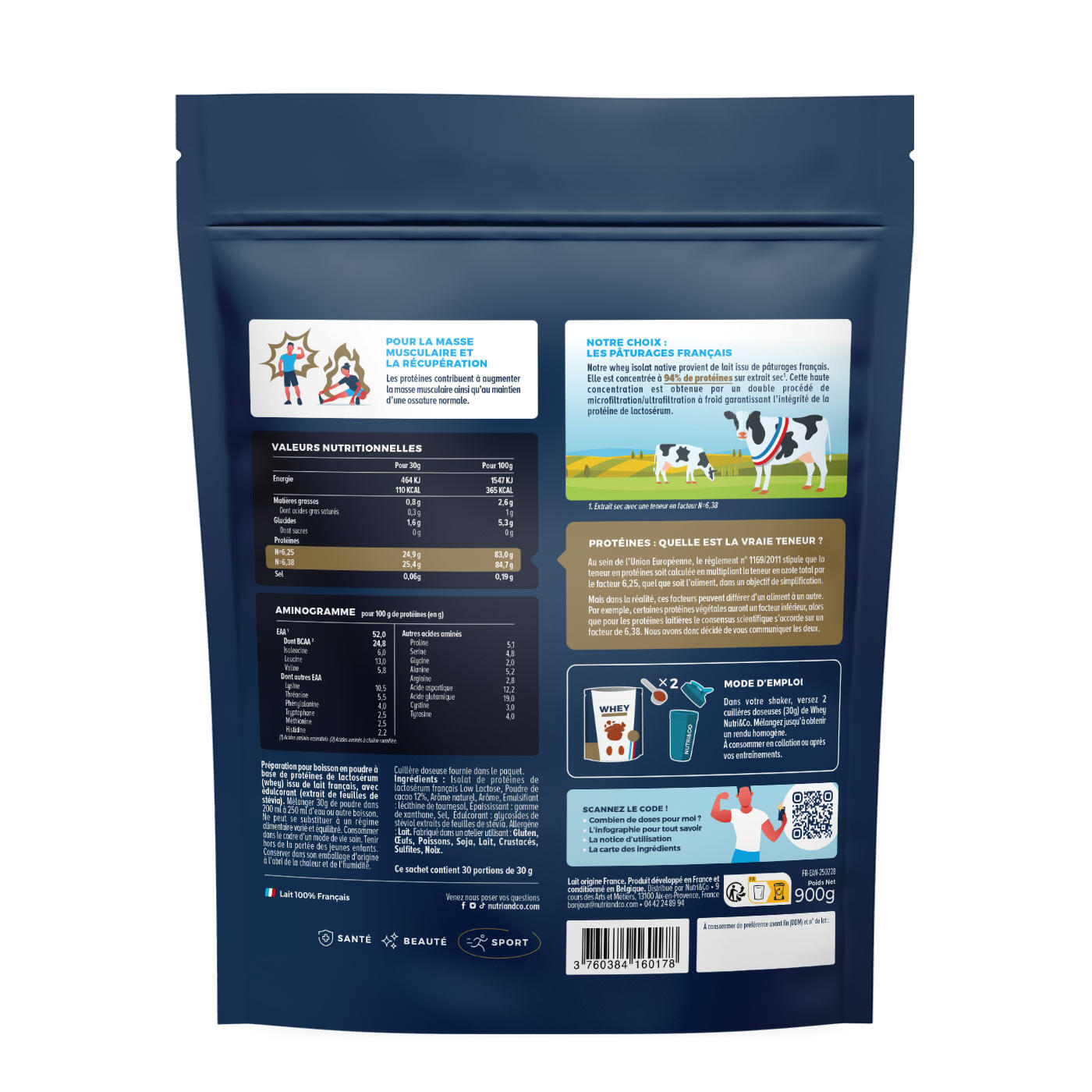 Whey Isolate Native - Prise de Masse & Musculation - Goût Chocolat - 900gr 2/5