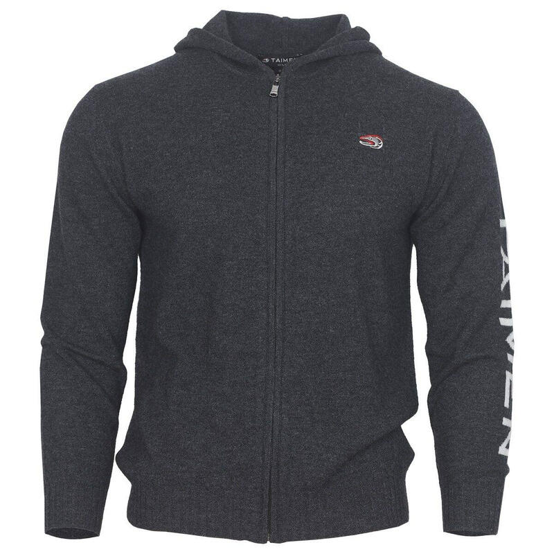 Bluza merino z zamkiem i kapturem Taimen - Ciemnoszara