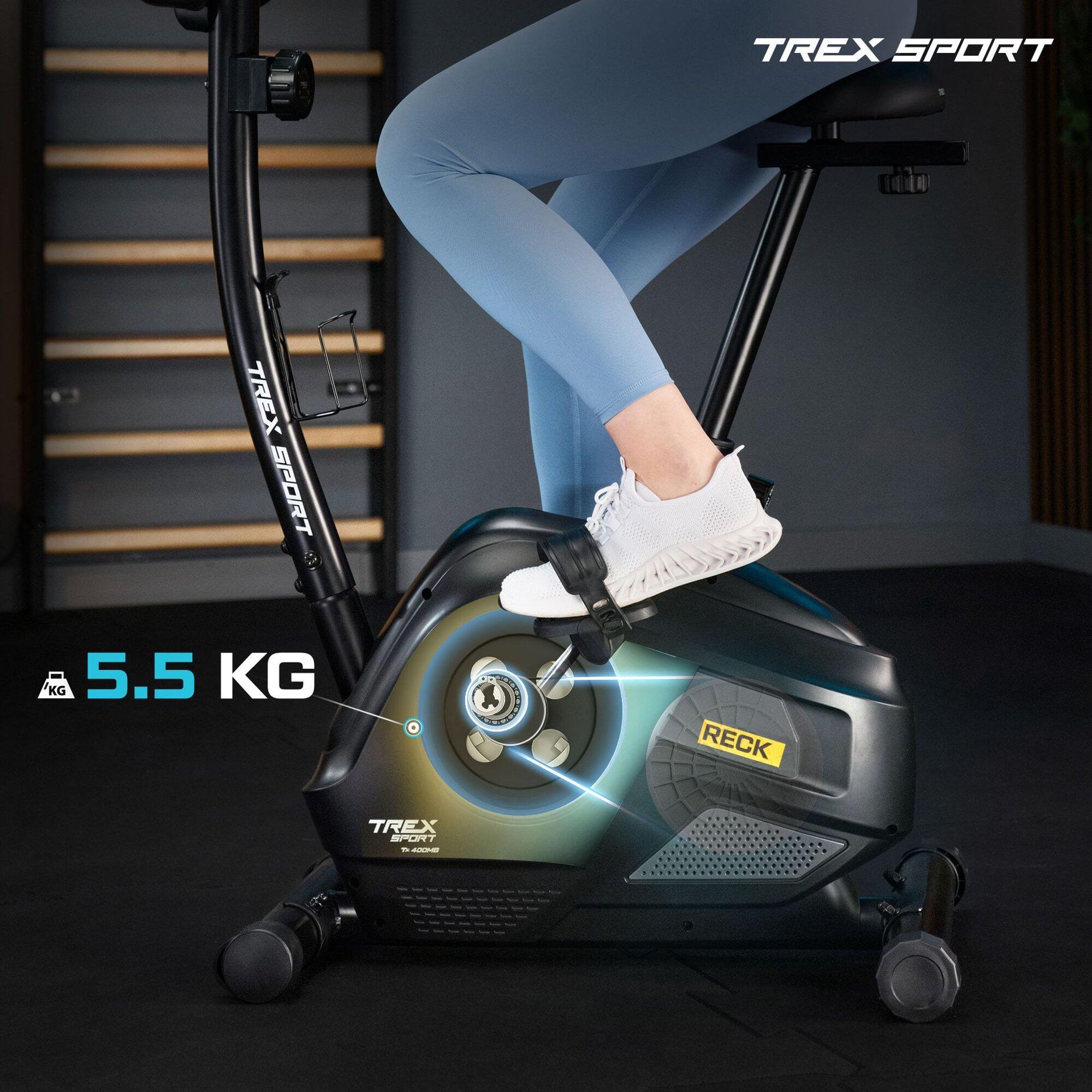 Vélo d'appartement magnétique Trex Sport RECK TX-400MB inertie de 5,5 kg gris 4/7