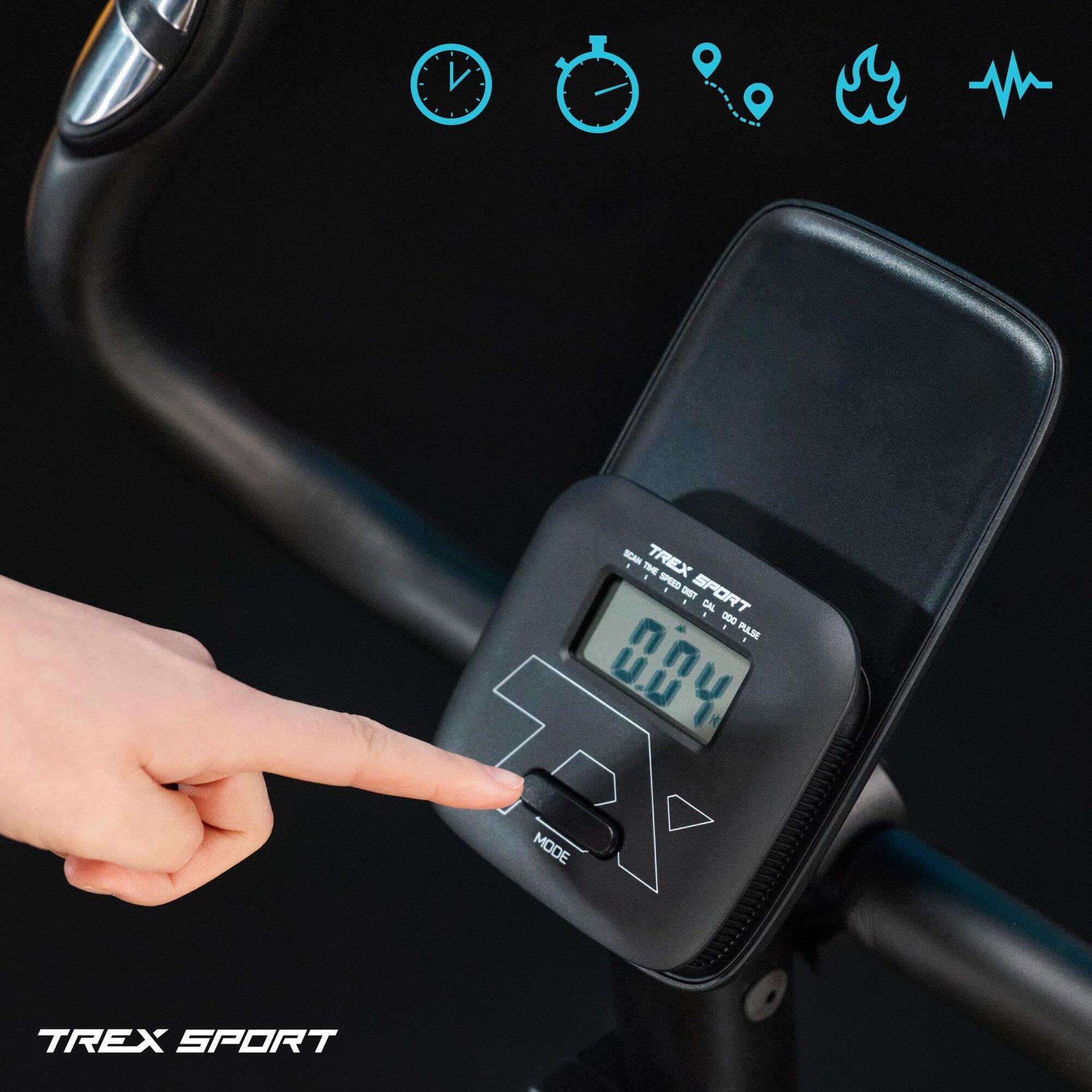 Vélo d'appartement magnétique Trex Sport RECK TX-400MB inertie de 5,5 kg blanc 3/7