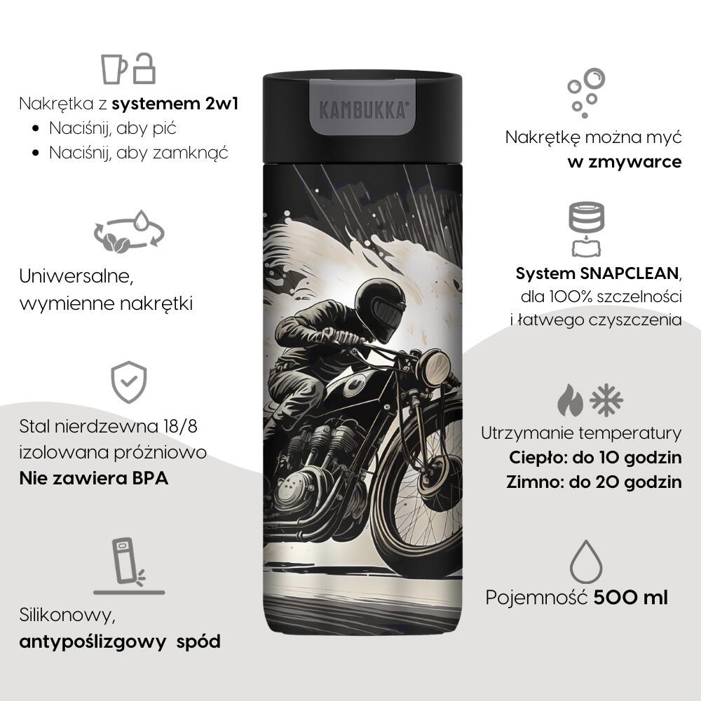 Kambukka Olympus 500ml Thermobecher Edelstahl auslaufsicher Motorcyclist 2/7