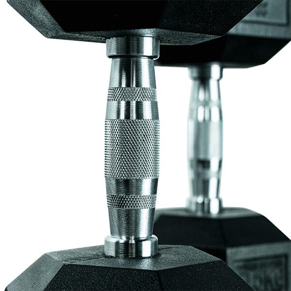 Hexa dumbbells set / Rubberen dumbbells - 2 x 5 kg -  zwart 4/5