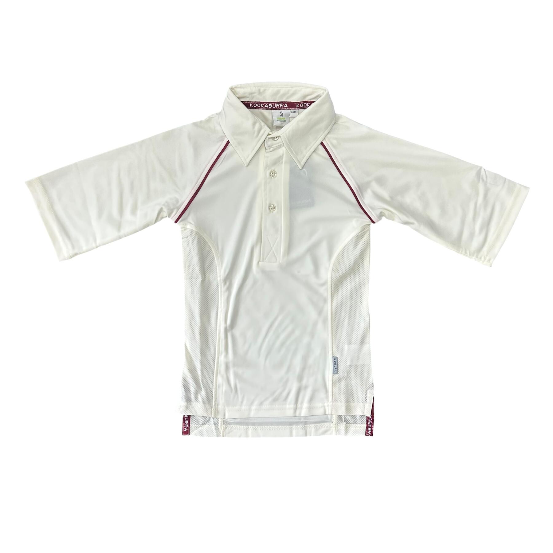 Kookaburra Kid's Cricket Shirt Maroon Trim Predator Shirt 2/3