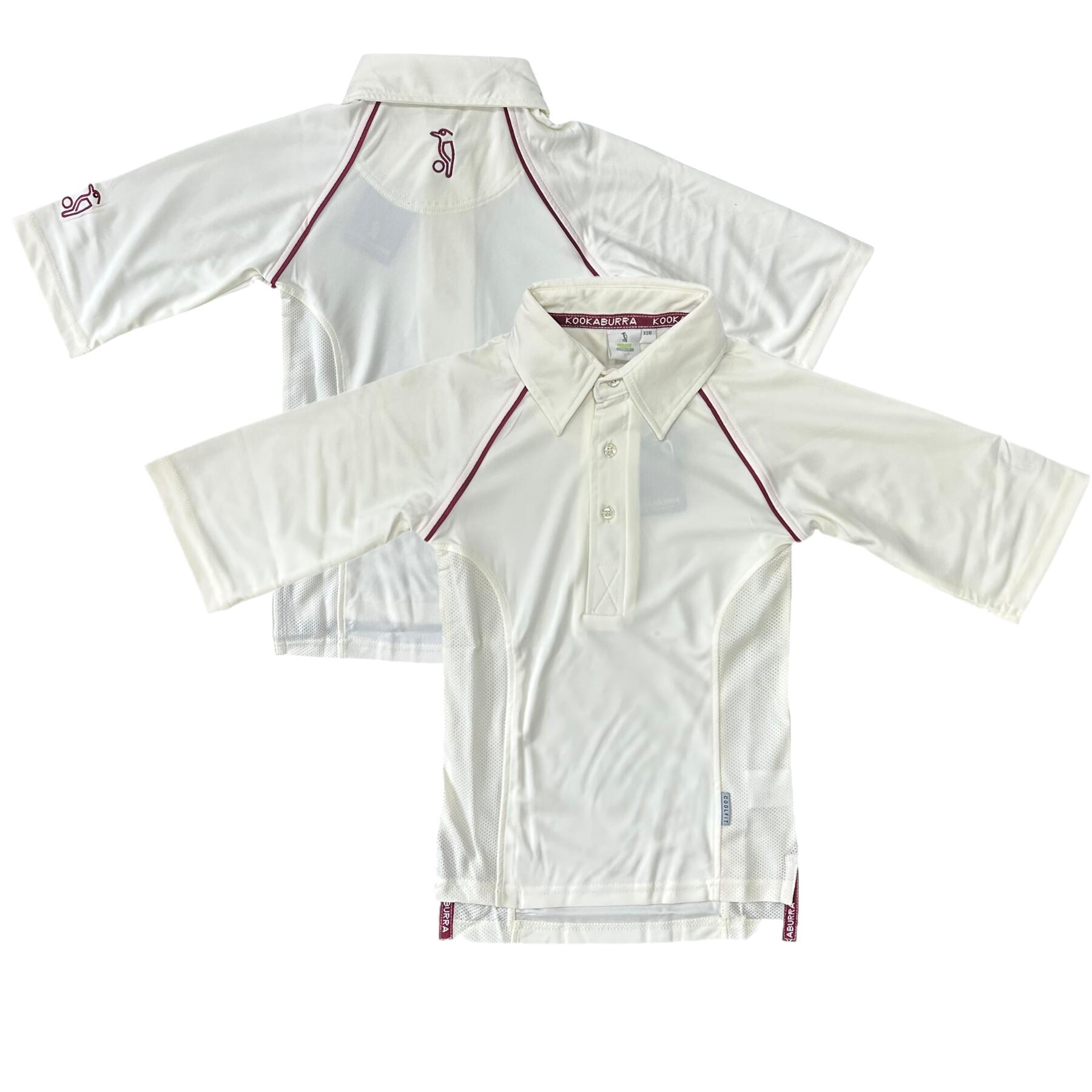 KOOKABURRA Kookaburra Kid's Cricket Shirt Maroon Trim Predator Shirt