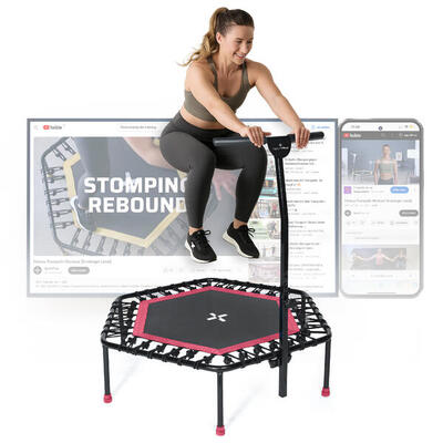 SportPlus Fitness Trampolin. mit Haltestange (höhenverstellbar). bis 100 kg