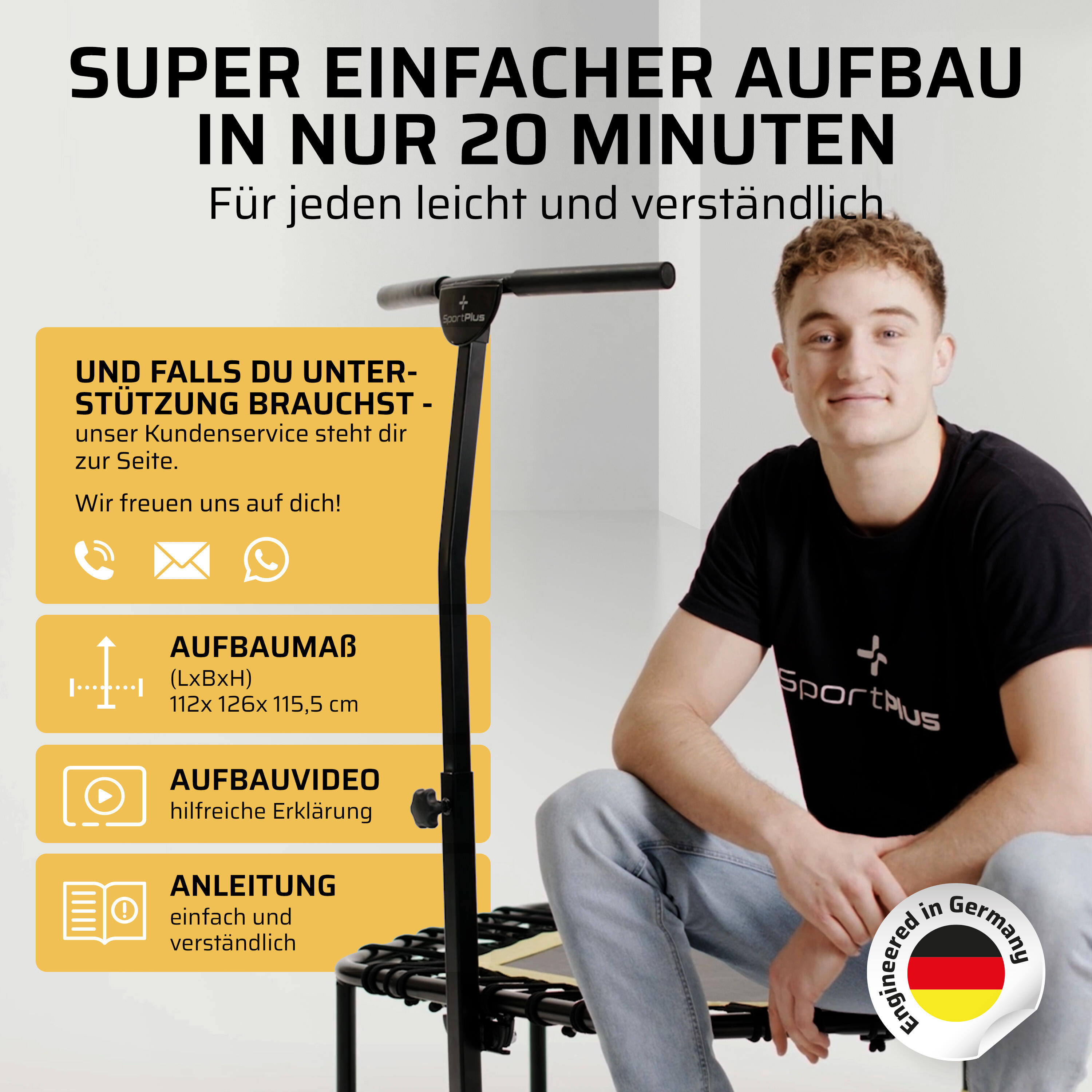 Trampoline SportPlus cordes élastiques, doux pour les articulations 5/7