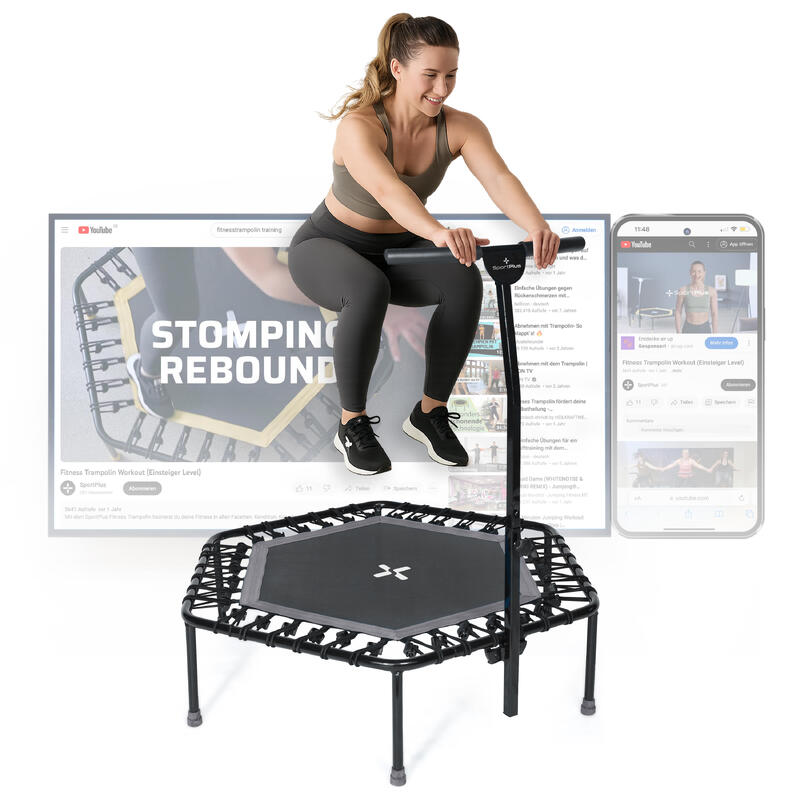 Sportplus fitness trampoline met handgreep Sportplus fitness trampoline met handgreep