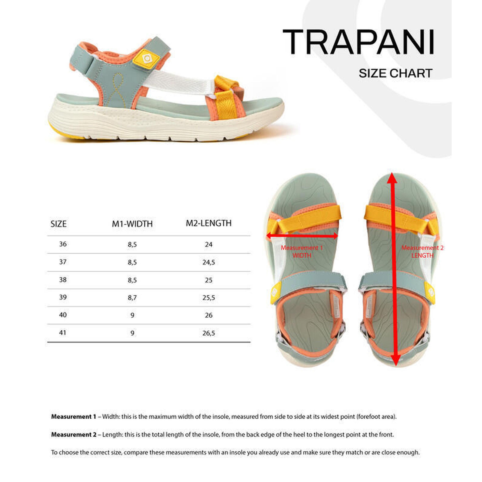 Sandale de randonnée TRAPANI - Double fermeture velcro, semelle EVA et confort