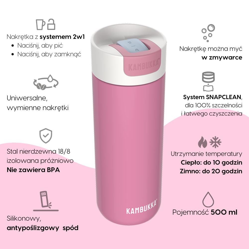 Thermobecher Kambukka Olympus 500ml Edelstahl auslaufsicher Macaron Pink 2/7