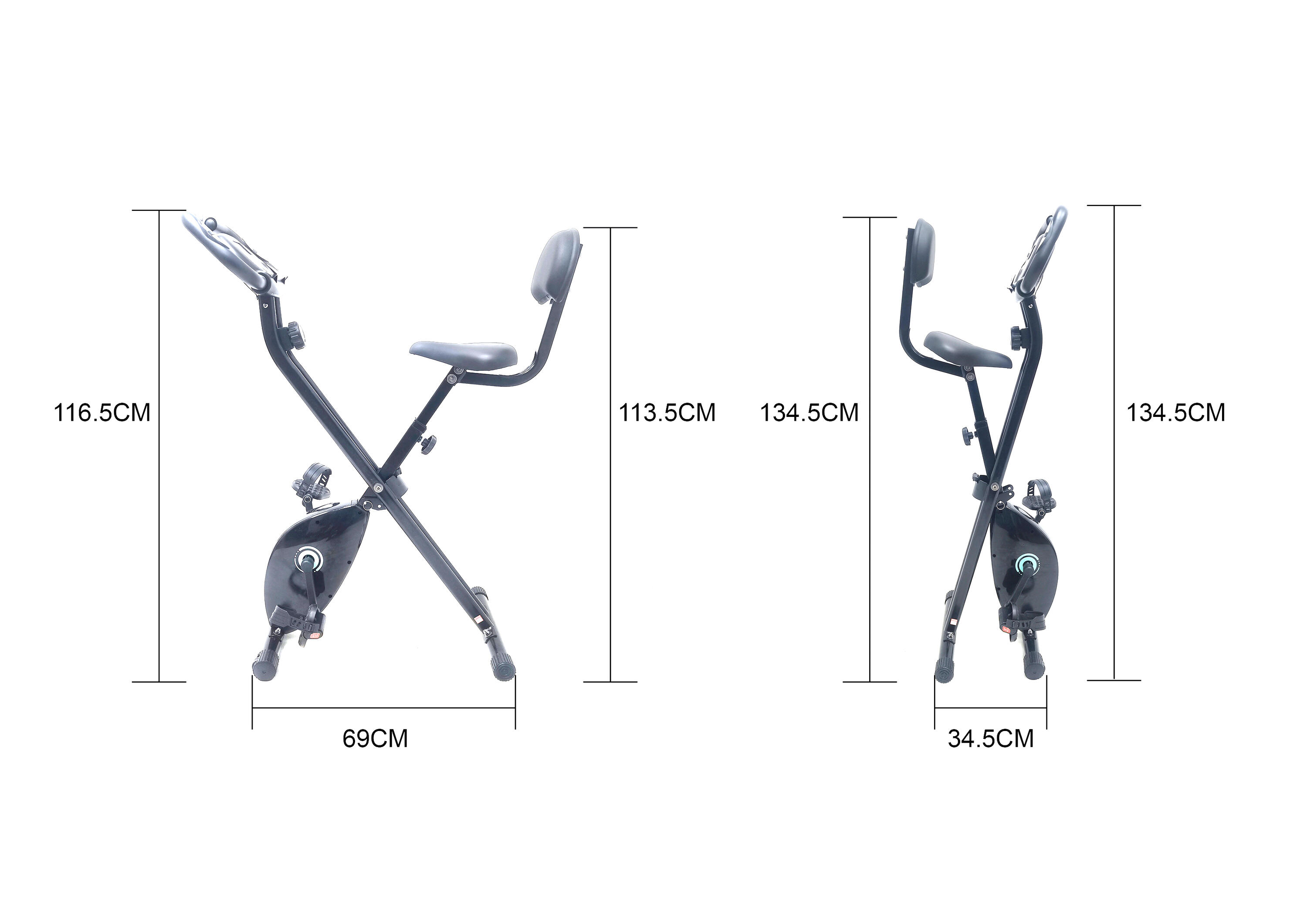 Hometrainer Opvouwbare, X-Bike, 8 Weerstandsniveaus, Compact en Stil 7/7