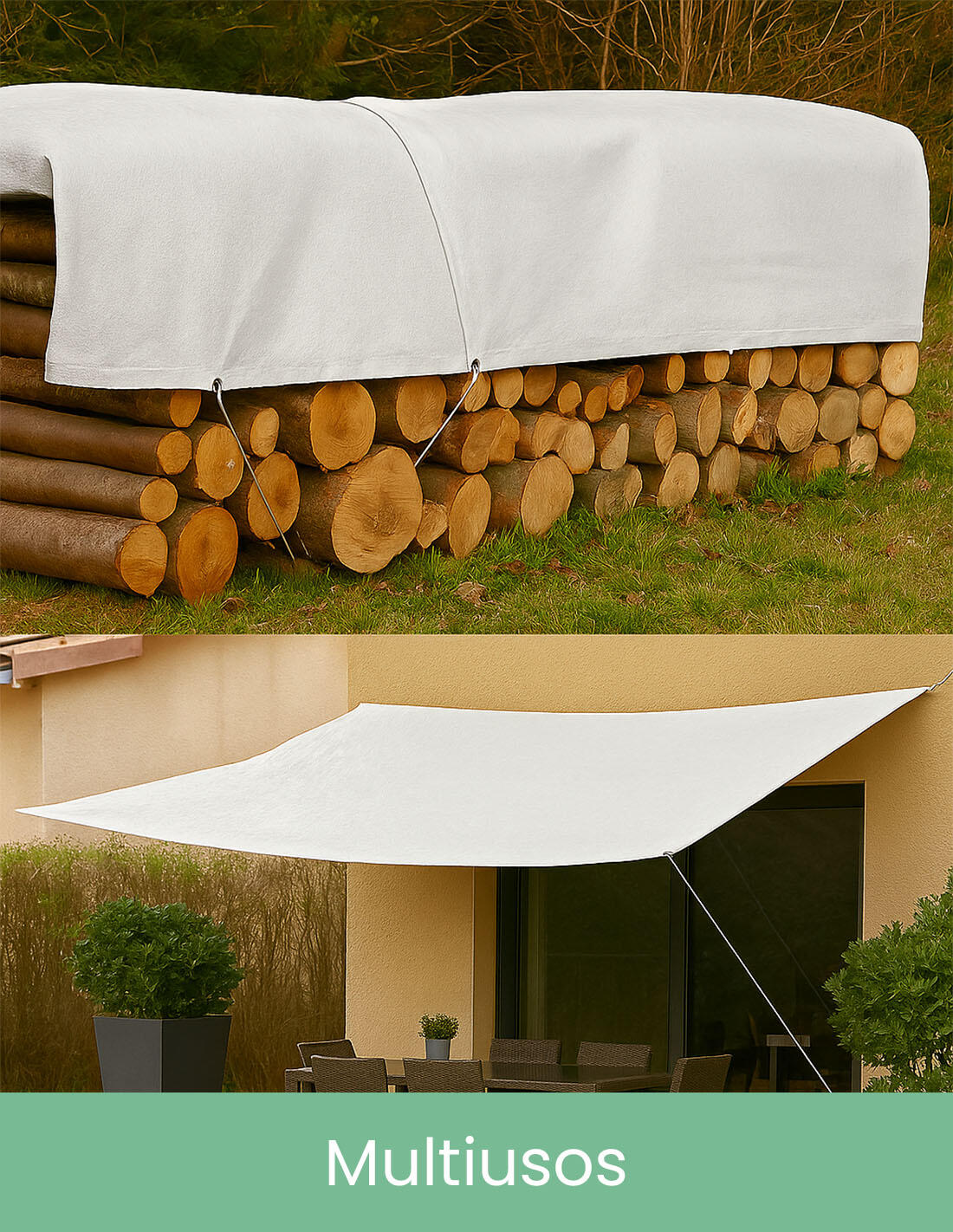 JARDIN202 Toldo Reforzado Impermeable | Lona Multi JARDIN202 Blanco 4X6M.