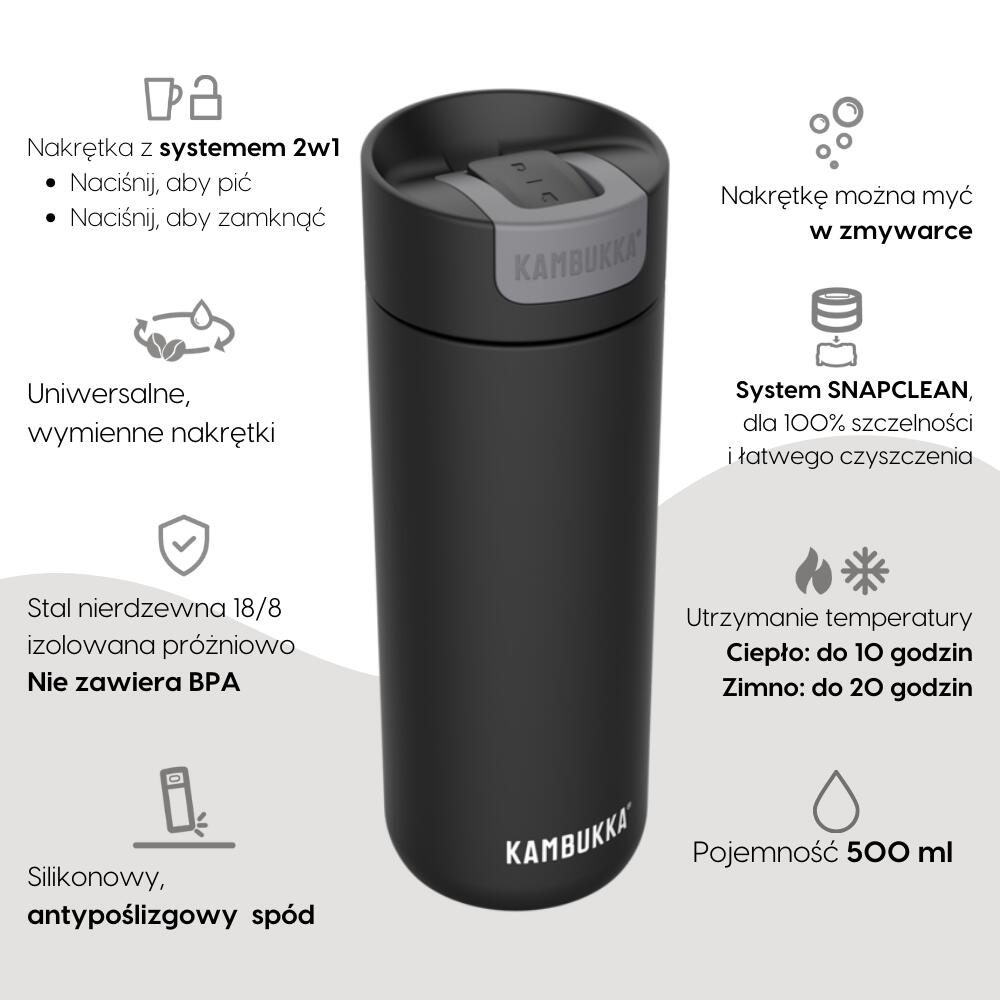 Thermobecher Kambukka Olympus 500ml Edelstahl auslaufsicher Matte Black 2/7
