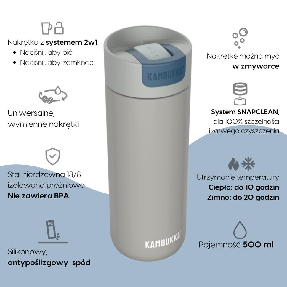 Kubek termiczny podróżny Kambukka Olympus 500ml Serious Grey