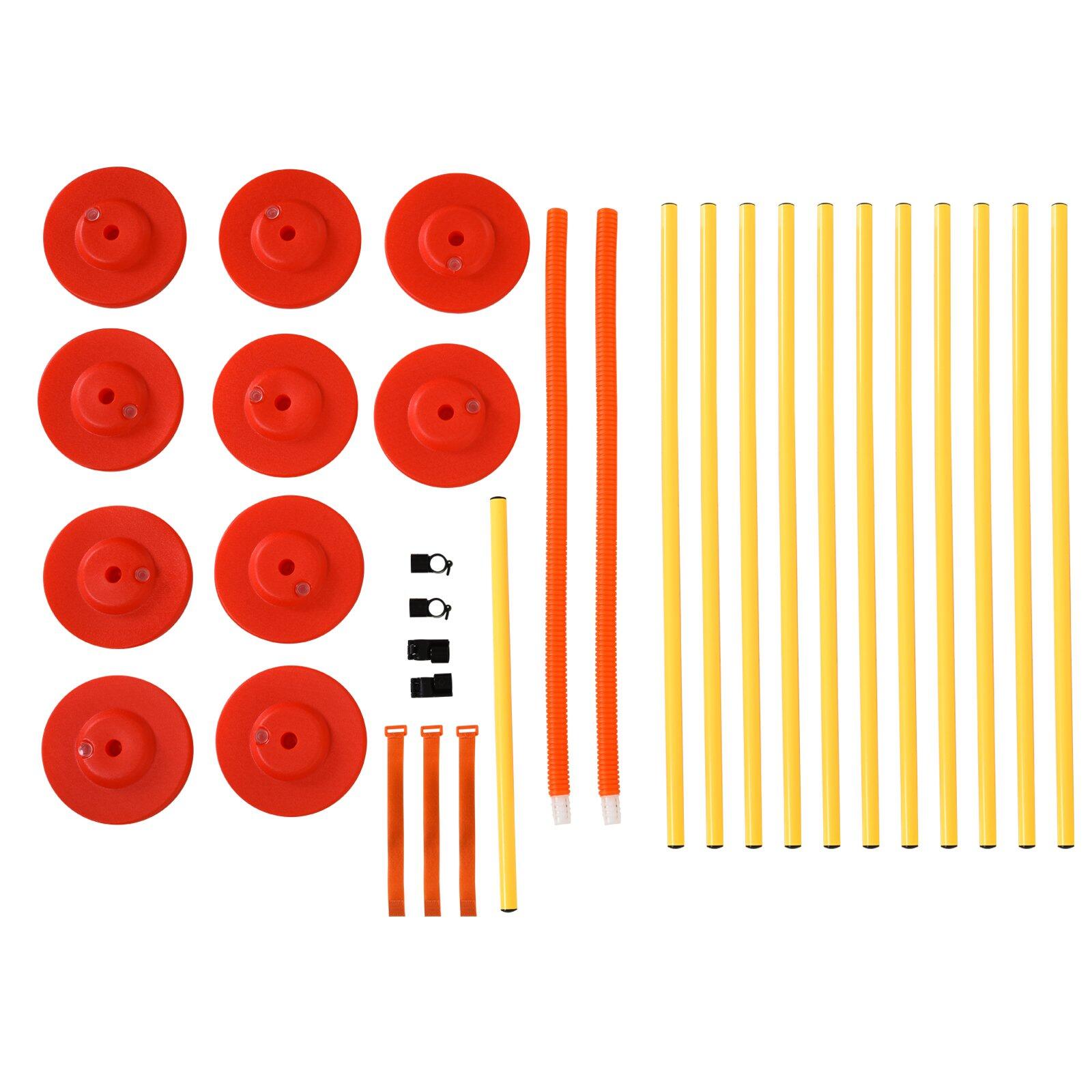 PawHut Set Agility Dog, Anello regolabile, Giallo e Rosso 4/5