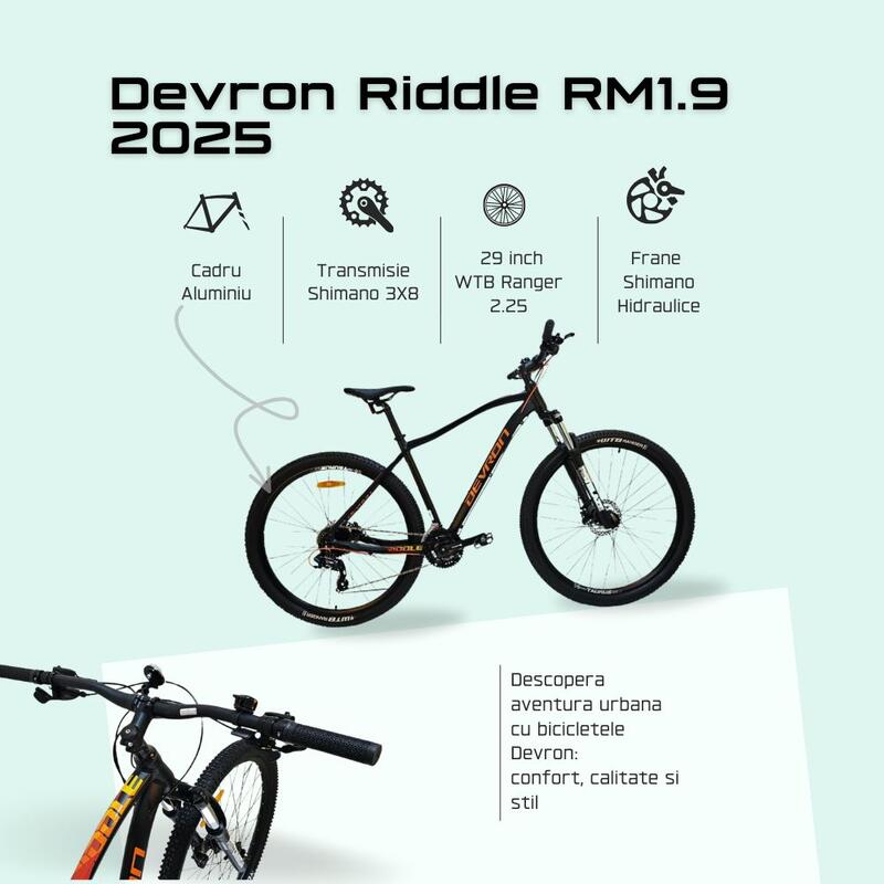 Bicicleta Mtb Devron Riddle RM1.9 - 29 Inch, M, Negru