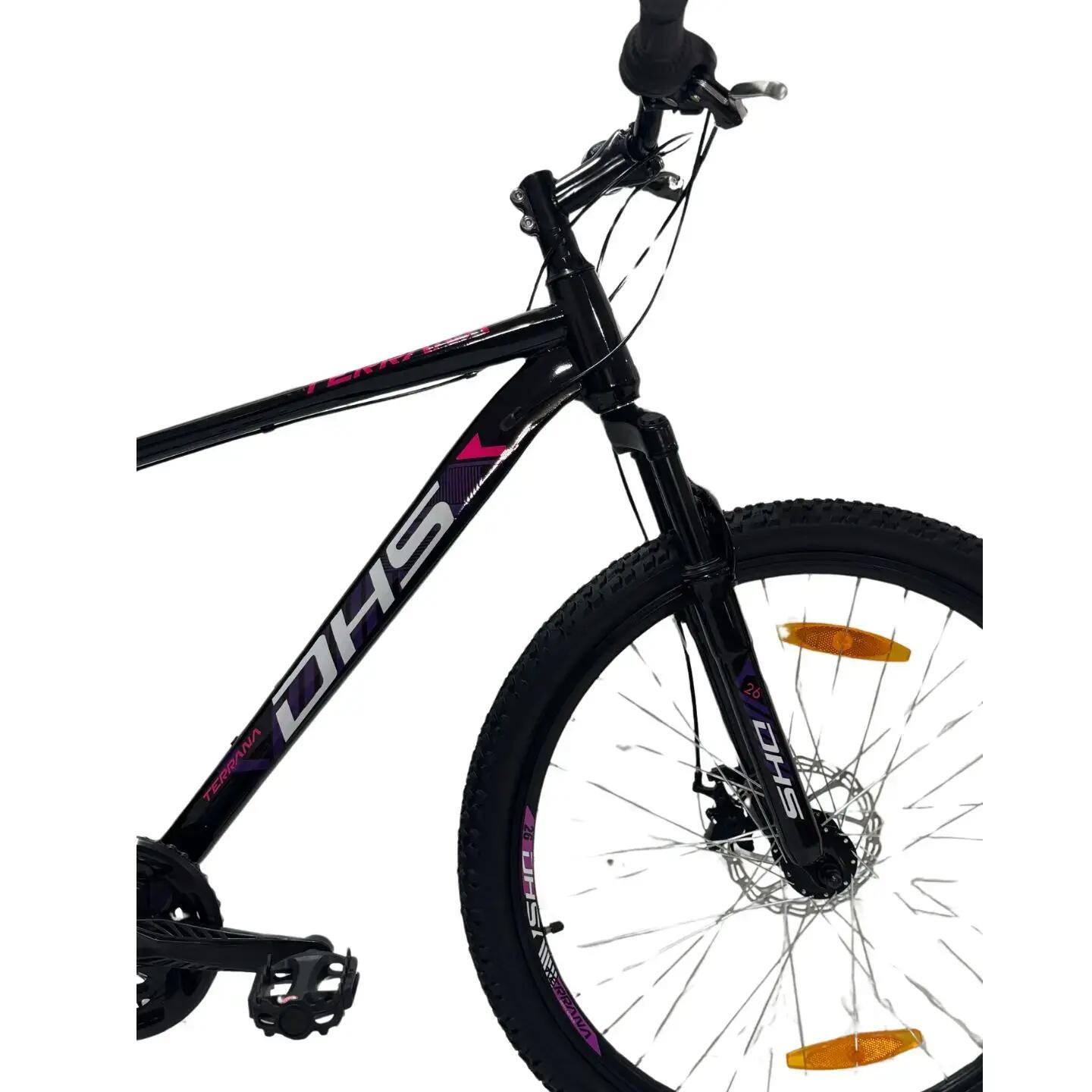 DHS 2605 MTB kerékpár – 26 hüvelyk, M méret, fekete/lila 6/7