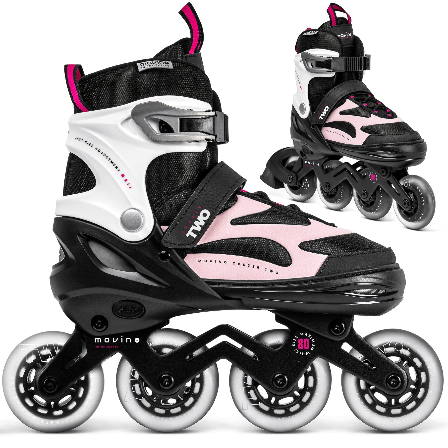 Movino - Rollers Réglables Fitness Pour Femmes Movino Cruzer Two Mov-crt754 - Rollers En Ligne - Noir|rose - Decathlon