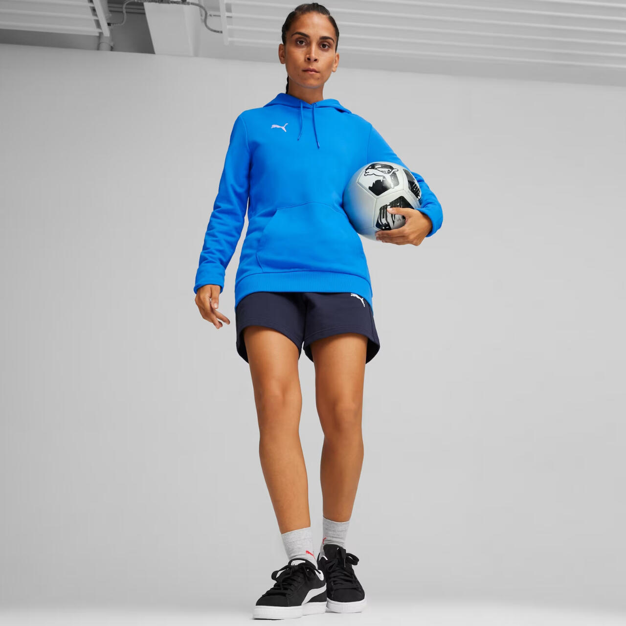 Felpa Con Cappuccio Casual Donna Puma Team Goal Blu 7/7