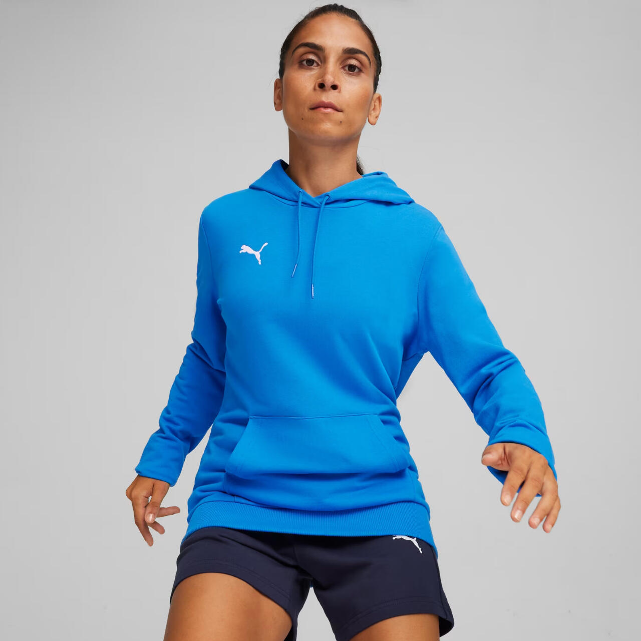 Felpa Con Cappuccio Casual Donna Puma Team Goal Blu 3/7