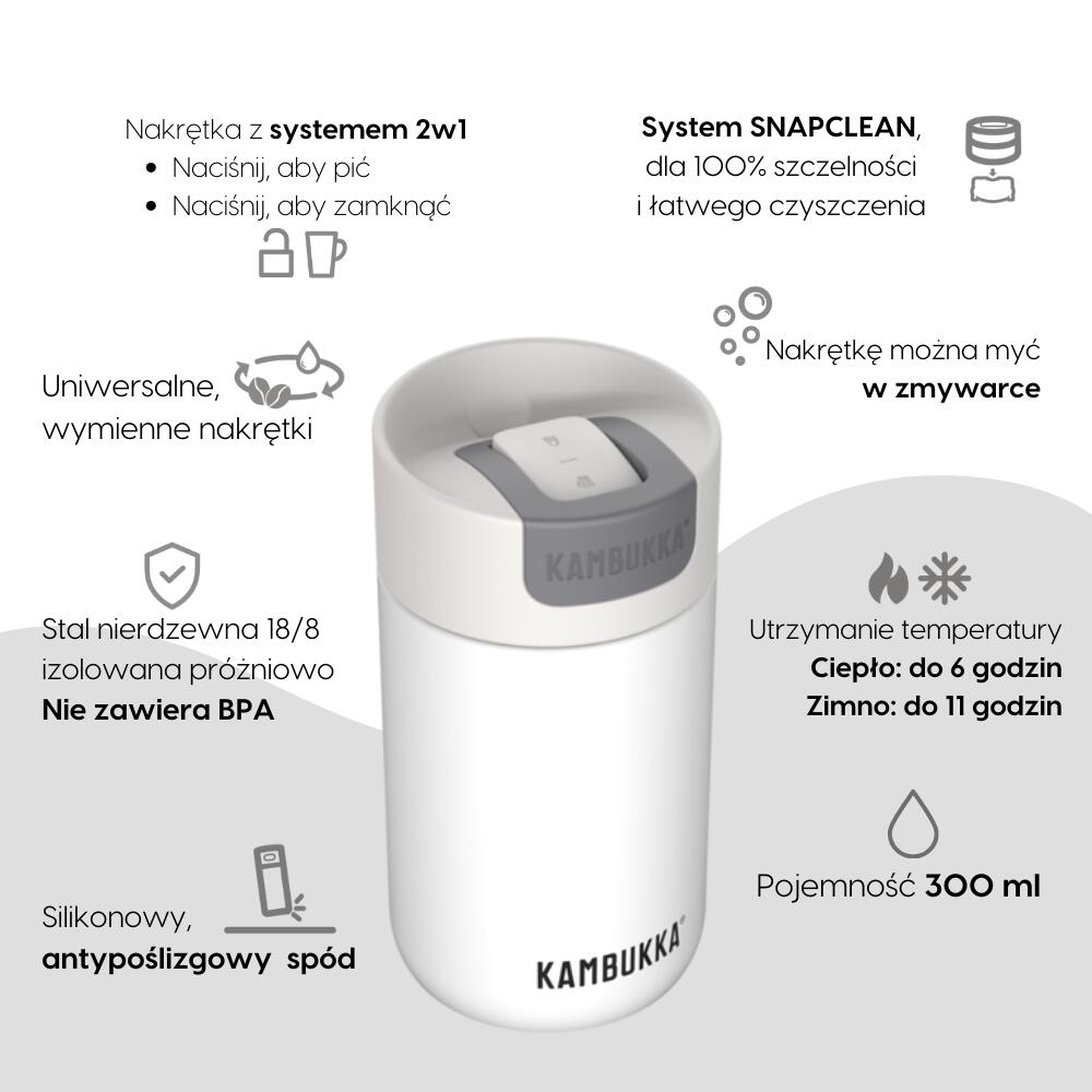 Thermobecher Kambukka Olympus 300ml Marshmallow White Auslaufsicher, Isolierend 2/7