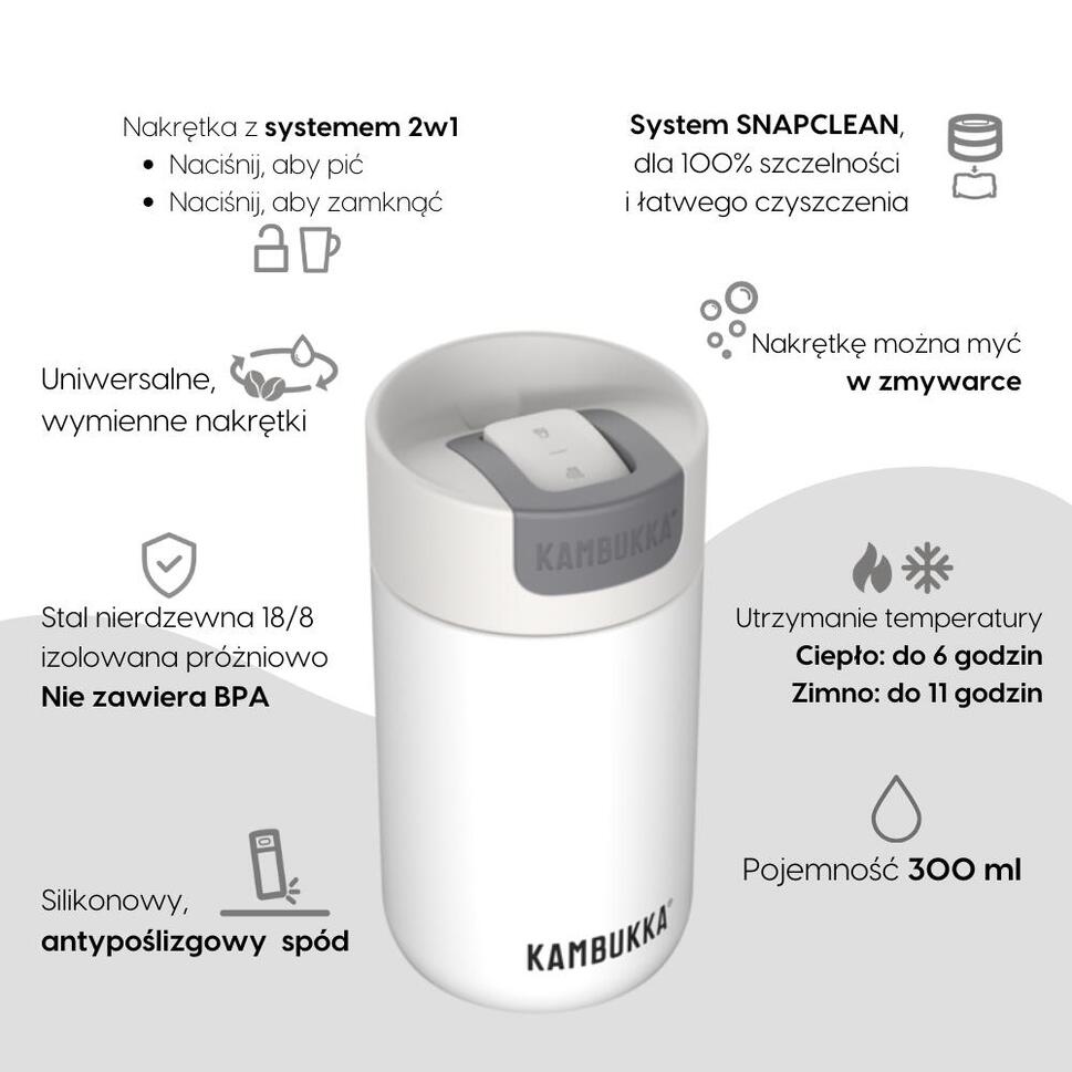 Termos podróżny kubek termiczny Kambukka Olympus 300ml Marshmallow white