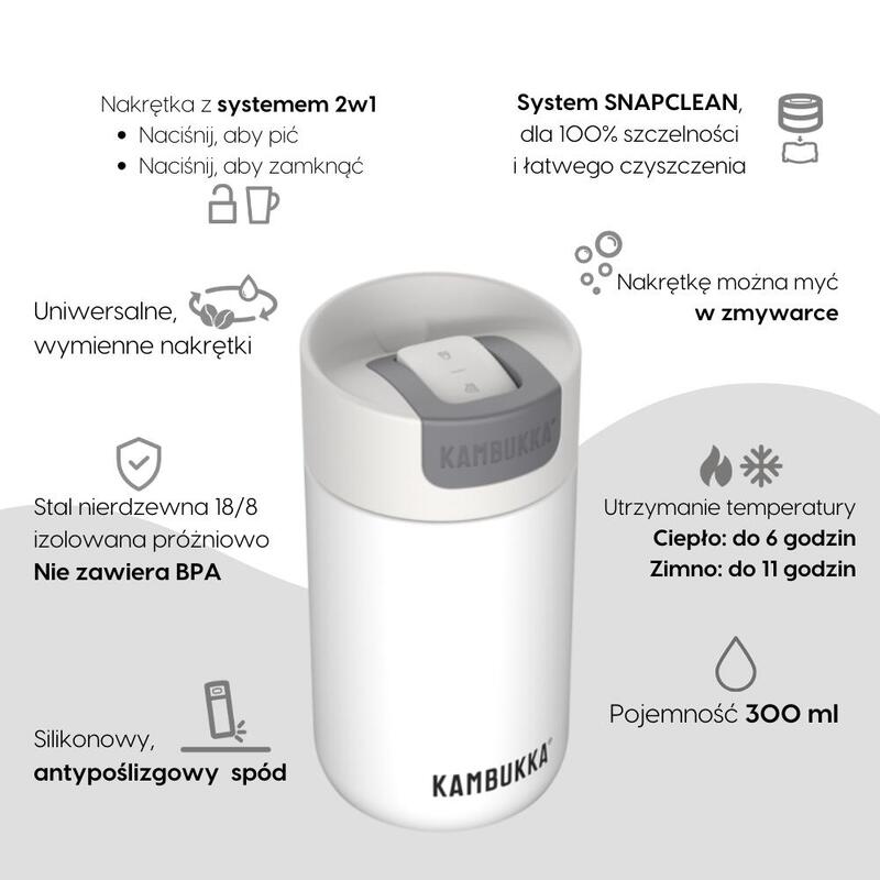 Termos podróżny kubek termiczny Kambukka Olympus 300ml Marshmallow white
