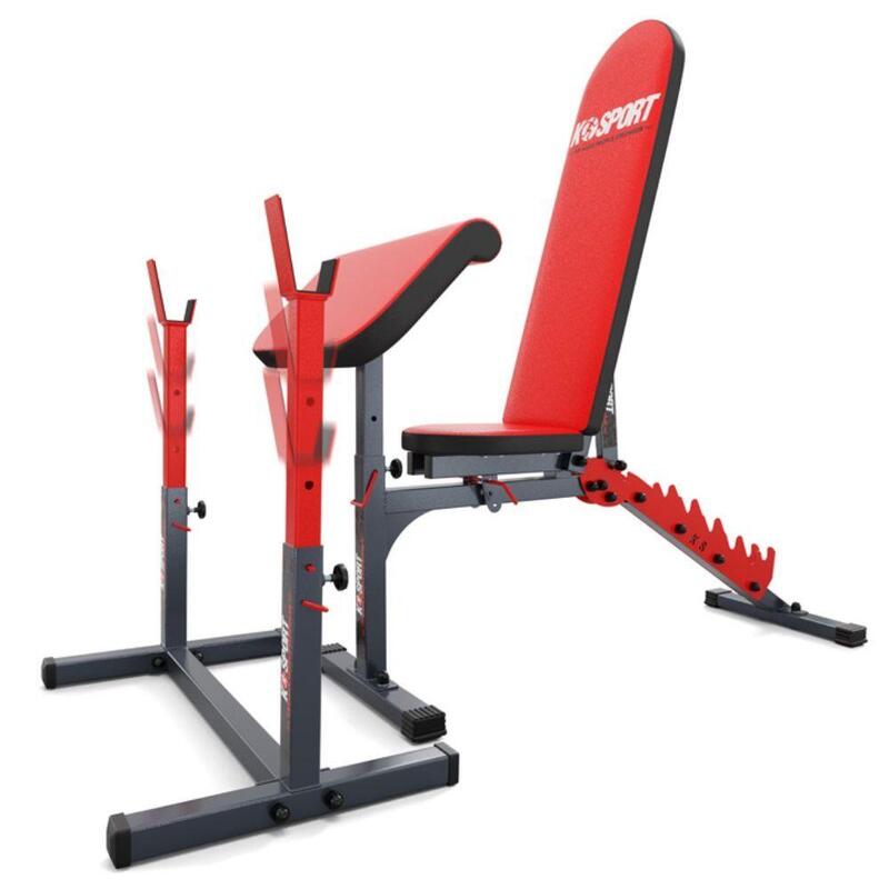 Kit d'entraînement avec banc Larry Scott réglable et rack