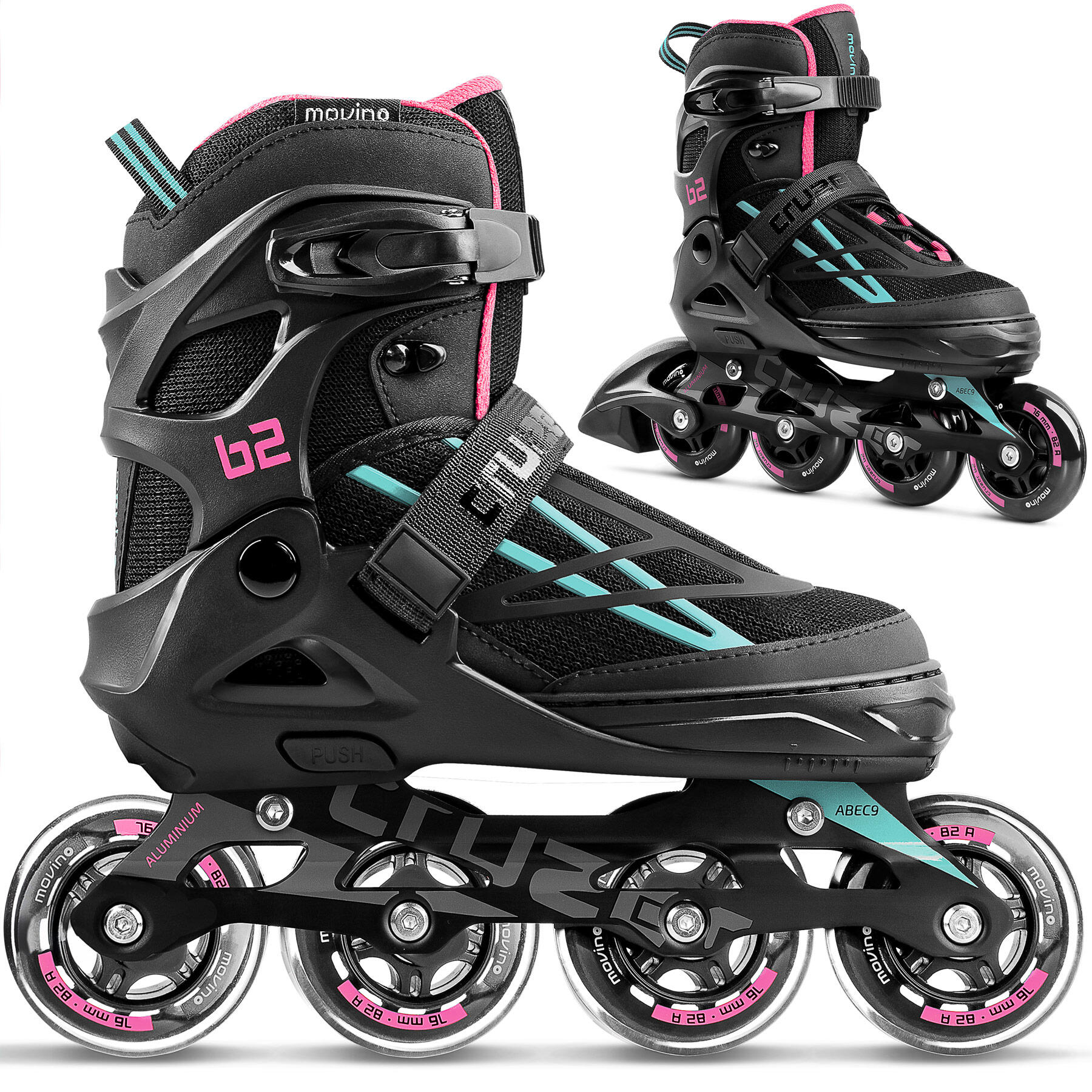 Movino - Patins À Roulettes Alignées Réglables Pour Enfants Movino Cruzer B2 Mov-mp813 - Rollers En Ligne - Rose|vert - Decathlon
