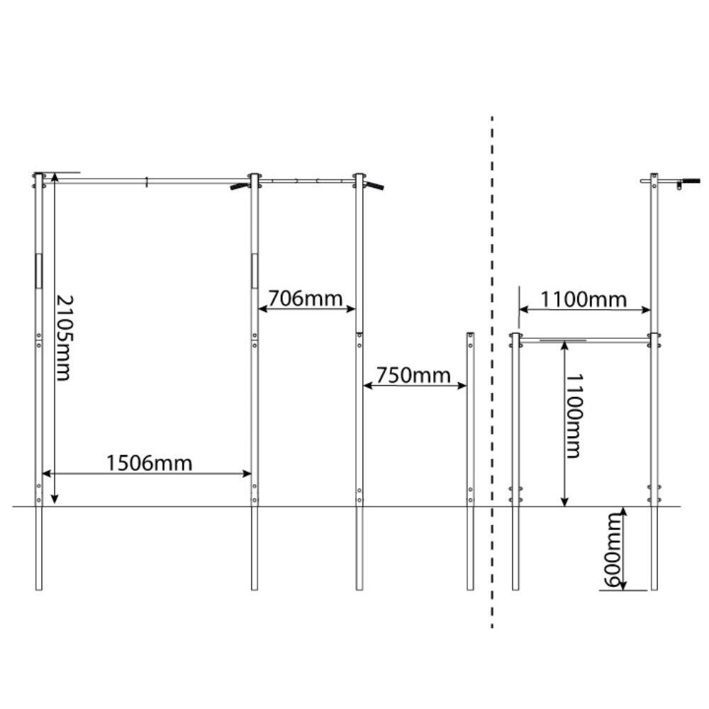 Stationaire gymnastiek apparatuur Tuin met Monkey Bar Pull-Up Bar + Bars 5/5