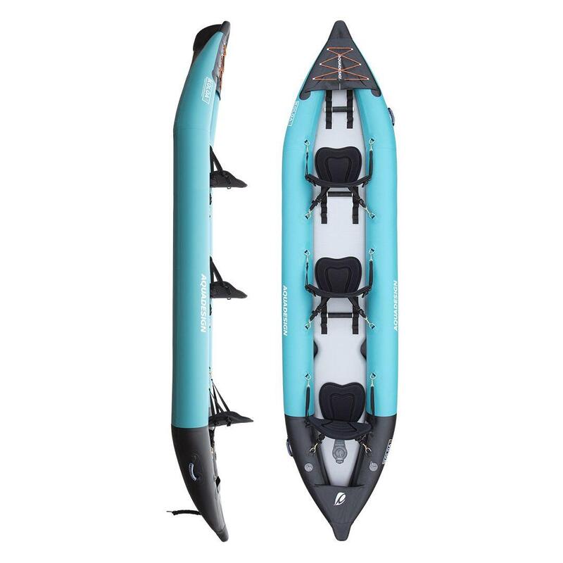 Kajak pompowany AQUADESIGN KOLOA 400 3-osobowy z pompką i akcesoriami
