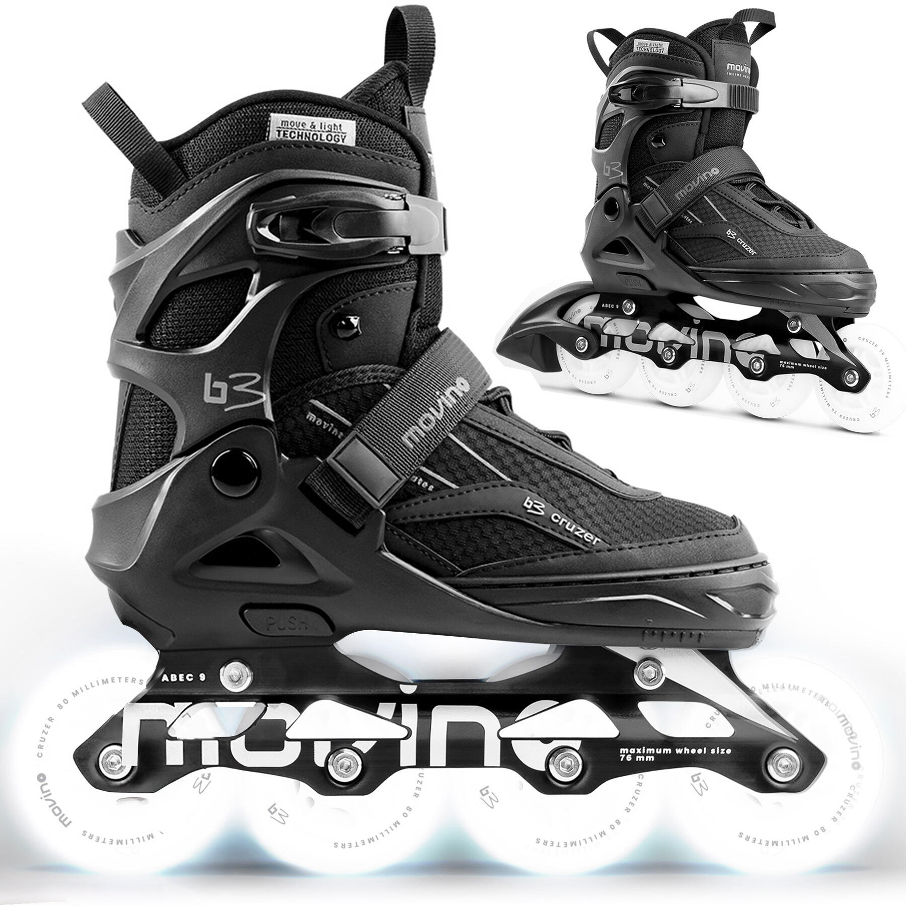 Movino - Patins À Roulettes Réglables Fitness Pour Enfants Movino Cruzer B3 - Rollers En Ligne - Noir - Decathlon