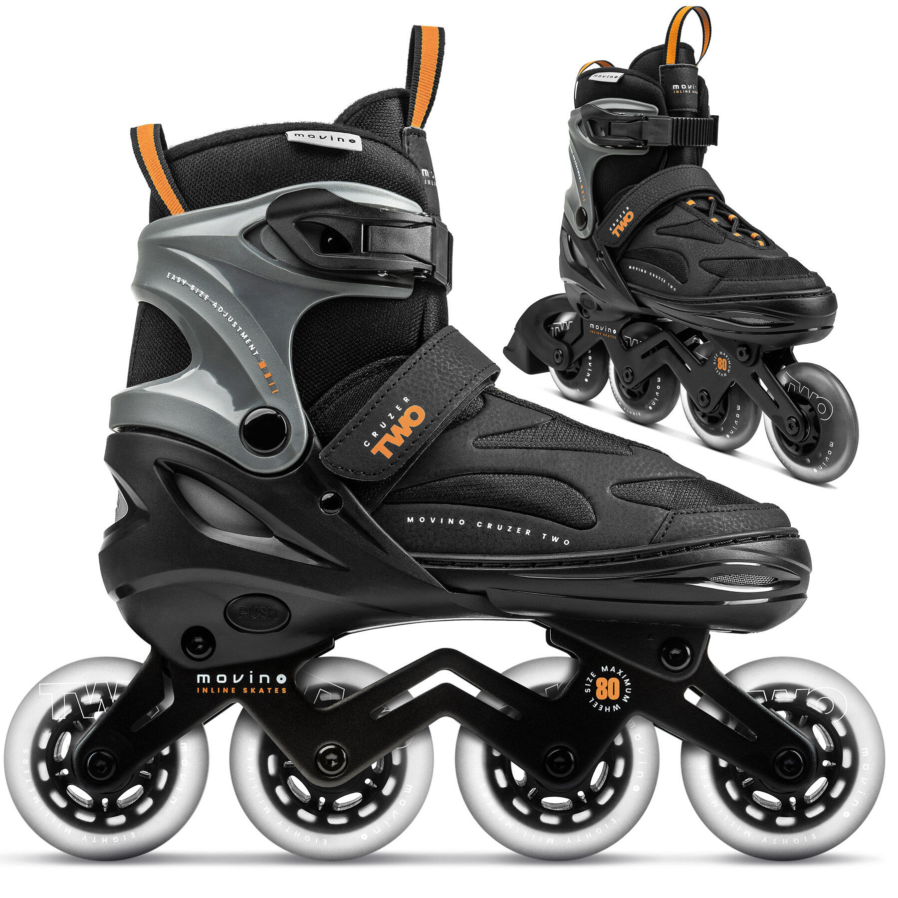 Patines fitness hombre regulables Movino Cruzer Two 4044 naranja 1/7