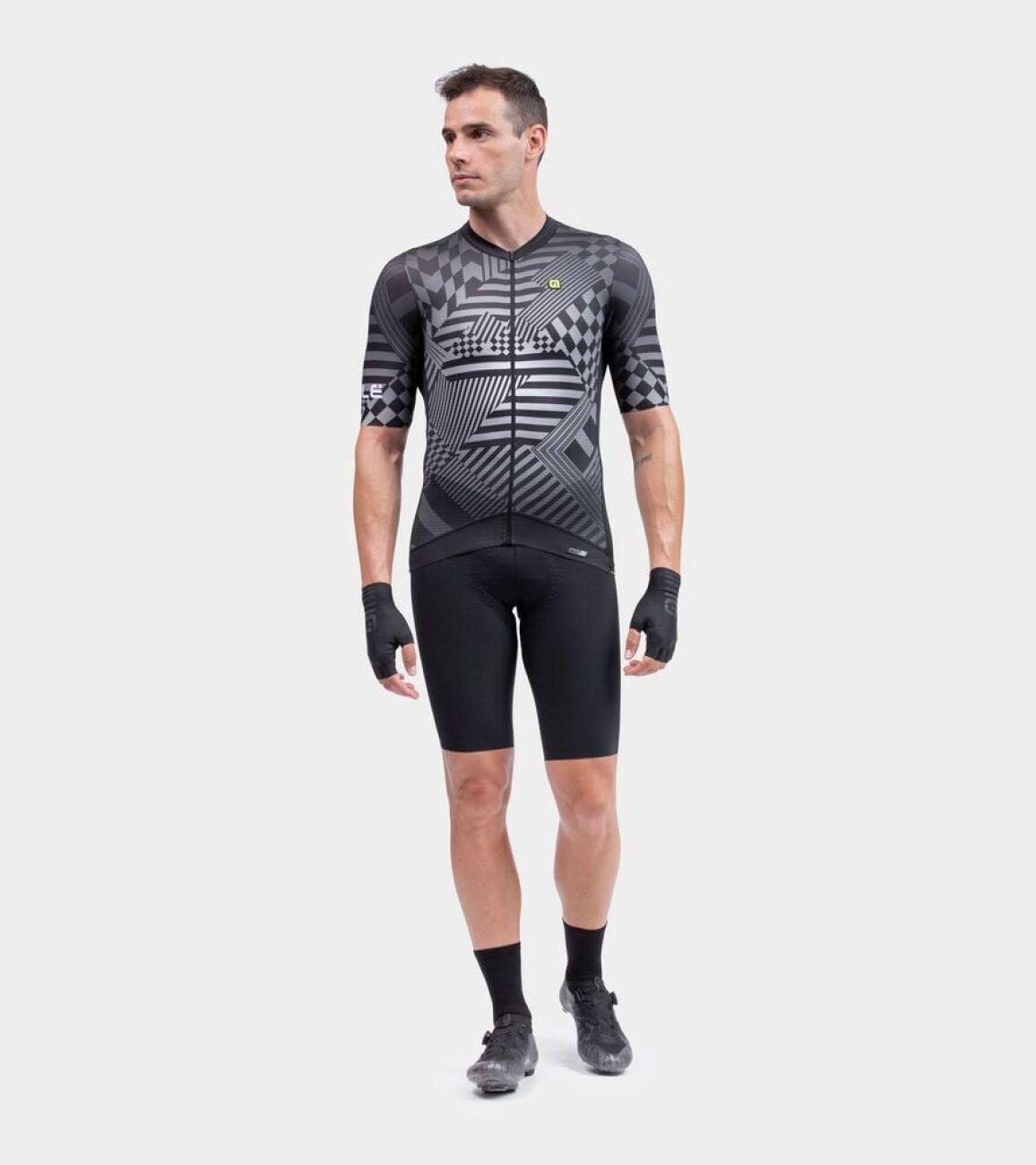 Maillot Manches Courtes Alé Checker Gris 2/5
