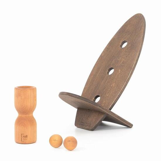 Balance Board Set klein Buche dunkles Brett aus FSC-Holz