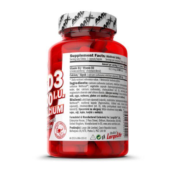 Amix Vitamina D3 2500 I.U + Calcio 120 caps 3/5