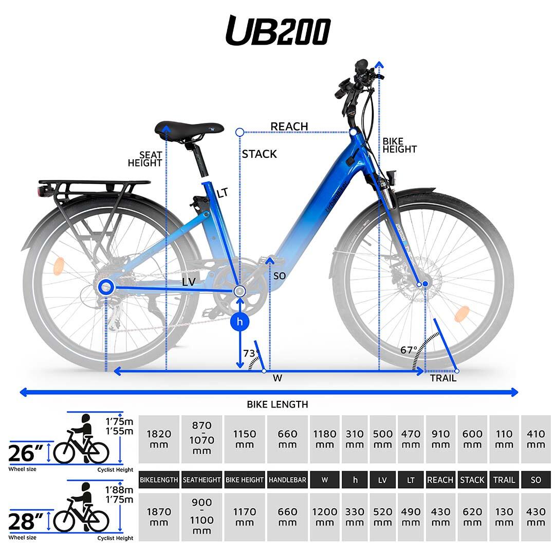 UB200 | Ebike vielseitig mit Vollfederung | Bis zu 140 km | Rot | 28" 6/7