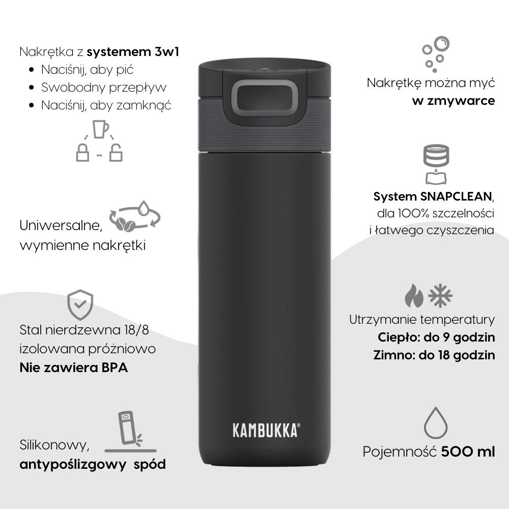 Kubek termiczny do auta termos Kambukka Etna 500 ml - Matte Black